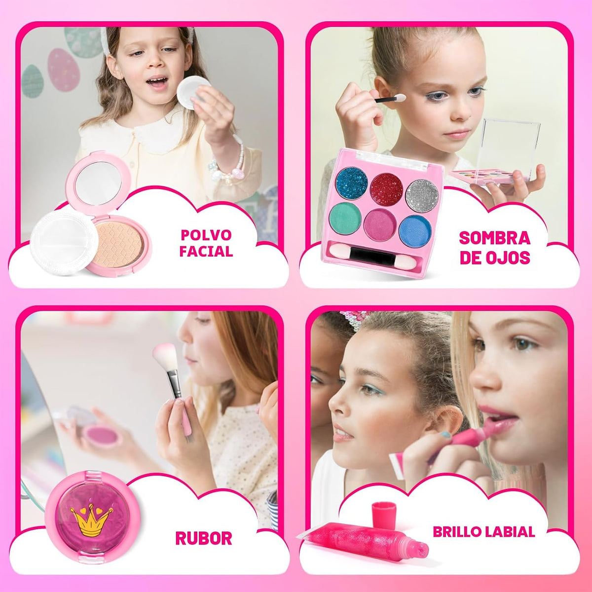 ULOVEME Kit de maquillaje lavable para niñas de 4 a 6 años con mone...