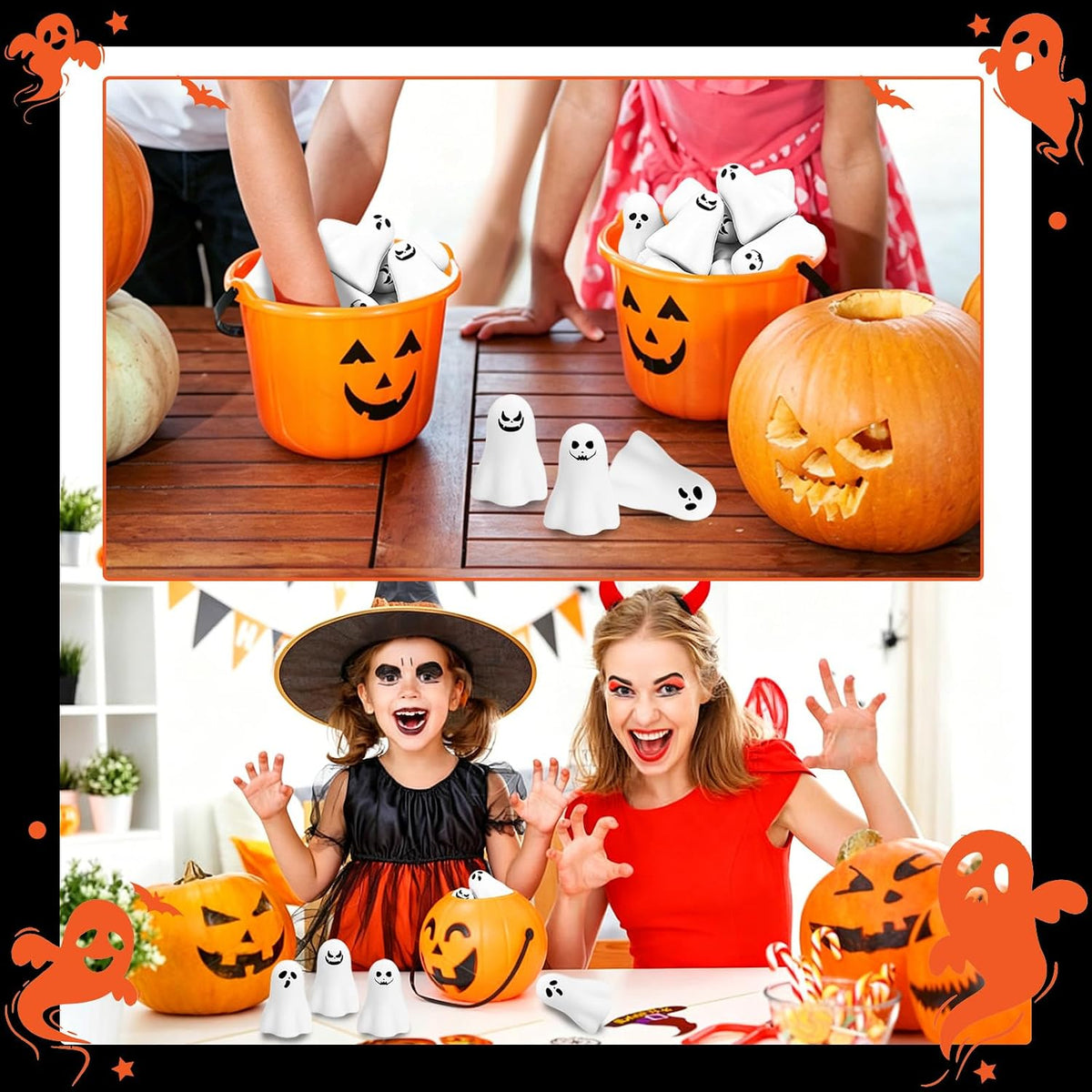 24 bolas antiestrés de fantasmas de Halloween, lindos juguetes para...