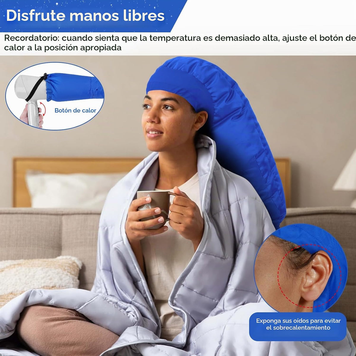 TEPENAR Accesorio de Gorro para Secador de Pelo: Secador con Capuch...