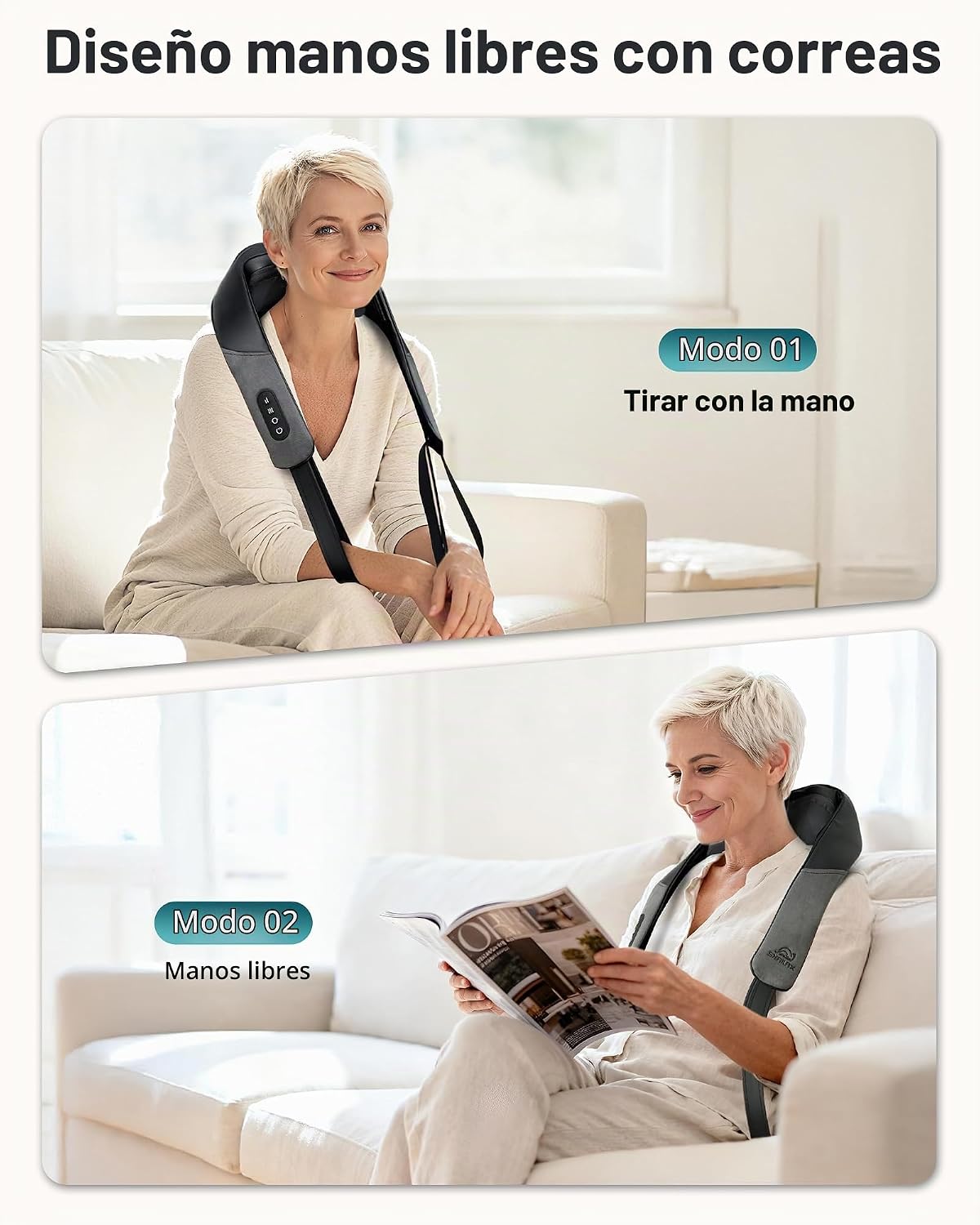 Snailax Masajeador de cuello y hombros con calor, Shiatsu 4D, elegi...