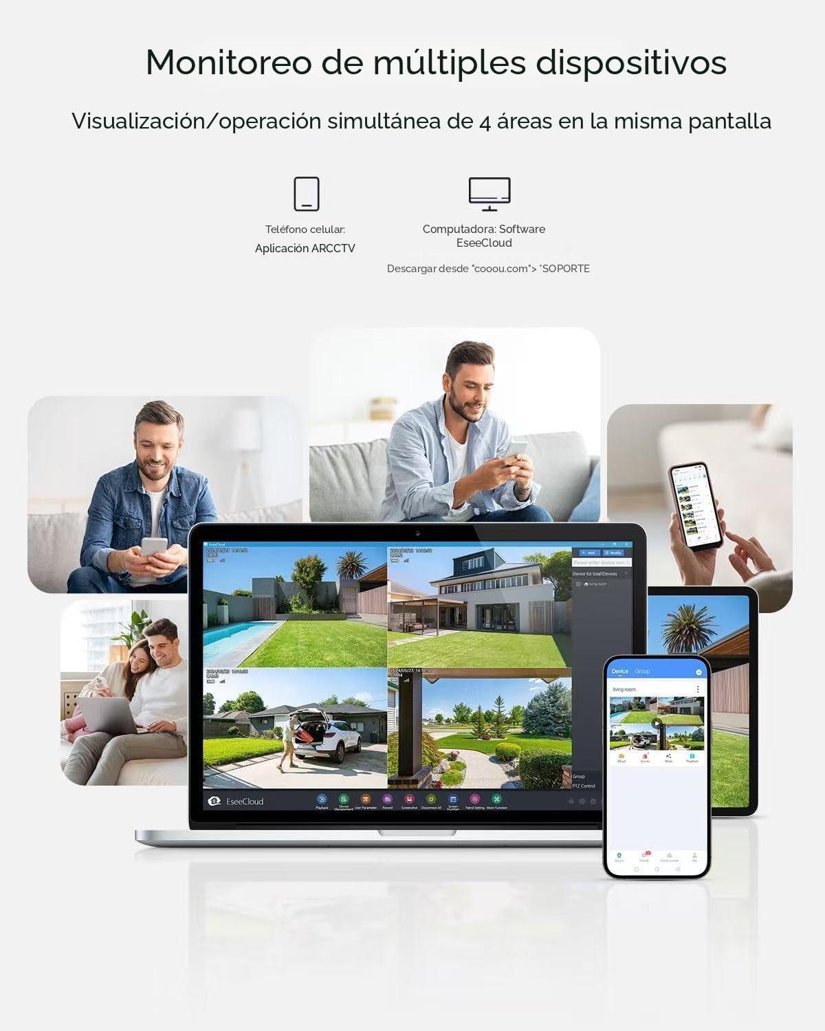 COOAU Cámaras de seguridad solares de 2,5 K\/4 MP inalámbricas para...