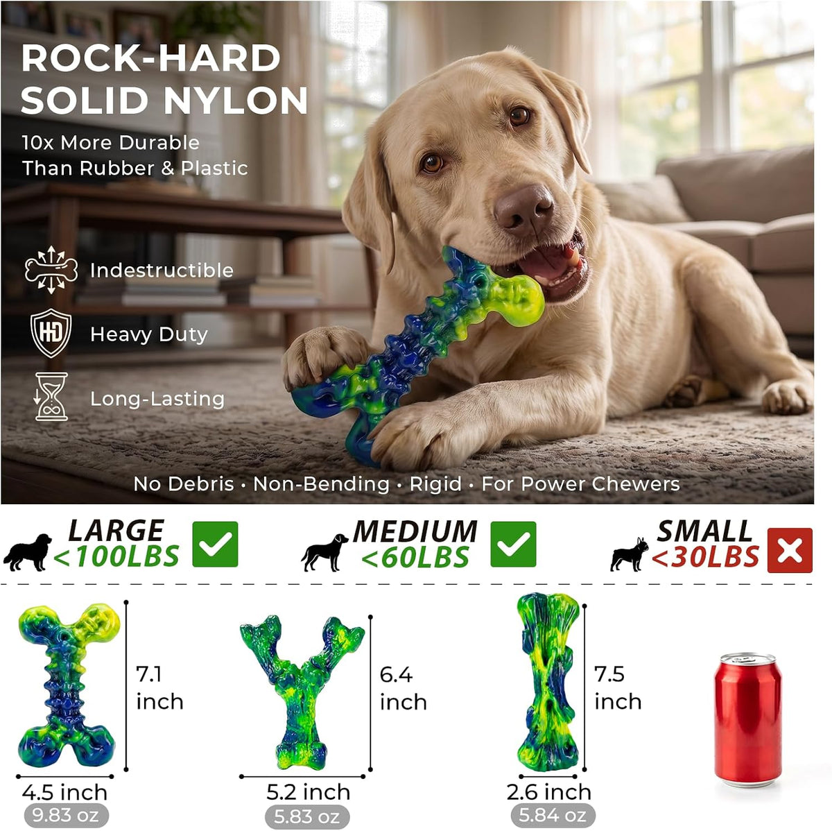 Kseroo Juguetes masticables para perros, paquete de 3, mantequilla...