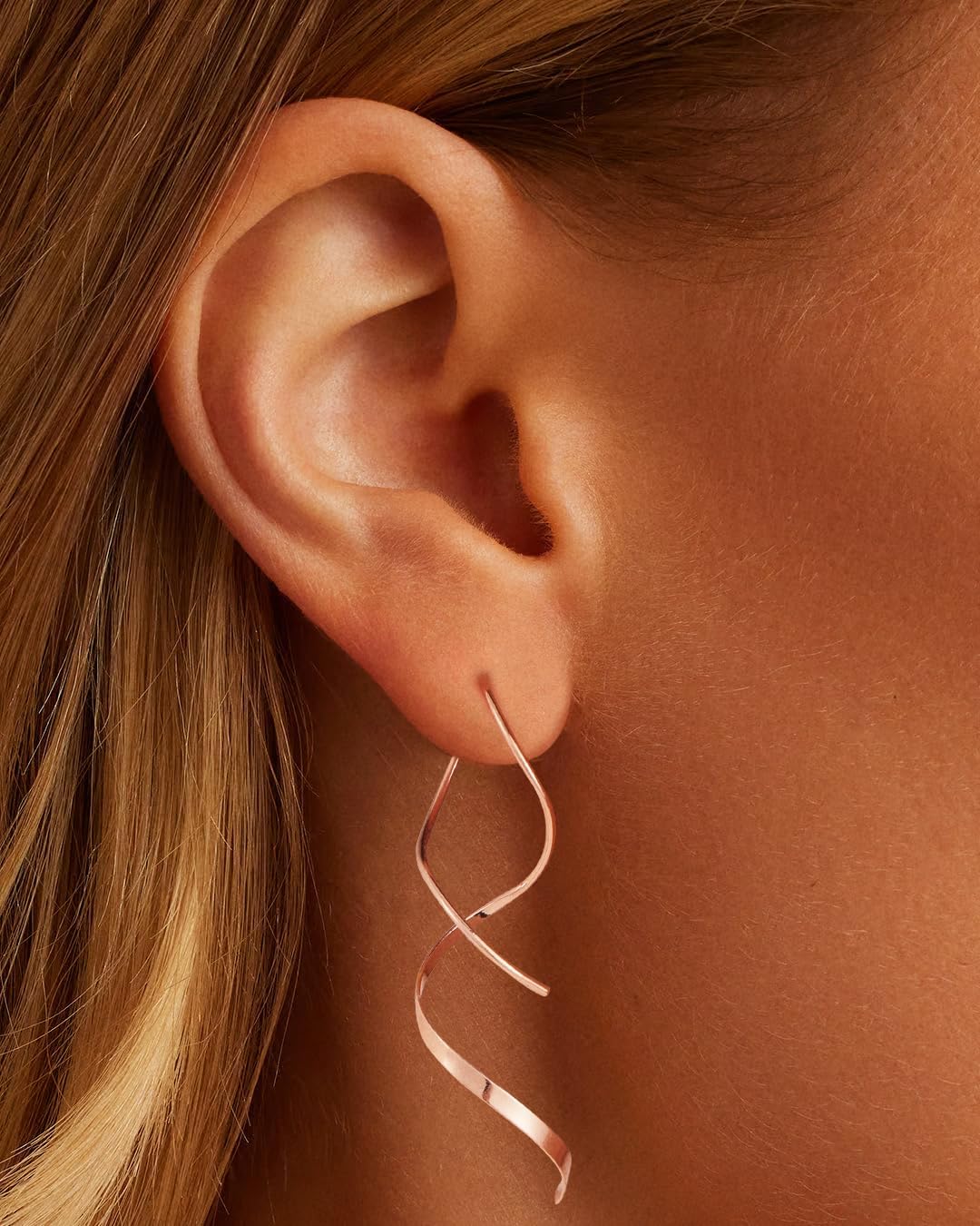Bvuem Aretes Colgantes Chapados en Oro de 14K\/Plata de Ley, Joyerí...