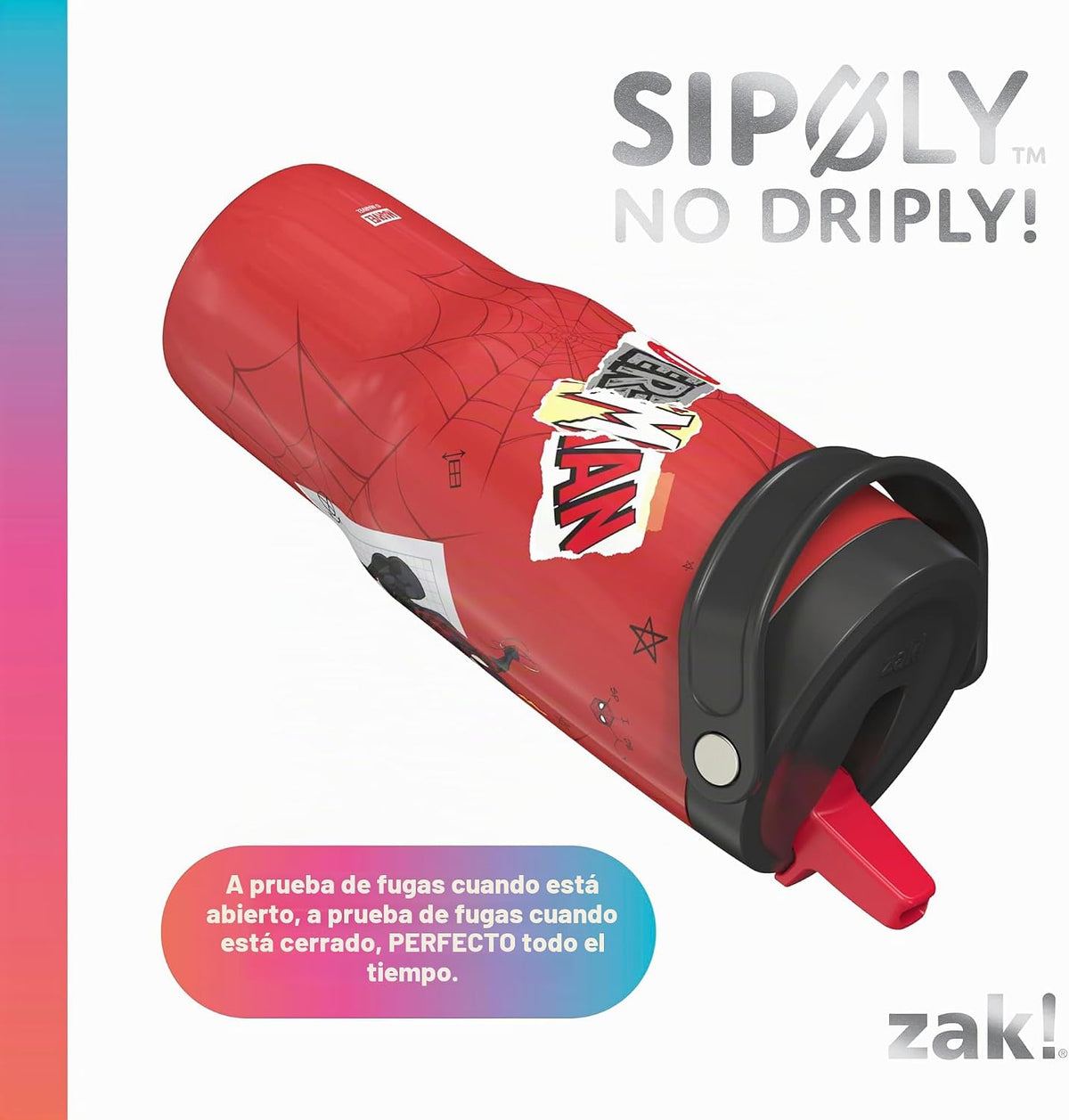 Zak Designs Marvel Siply Sutton - Vaso para la escuela o viajes, bo...