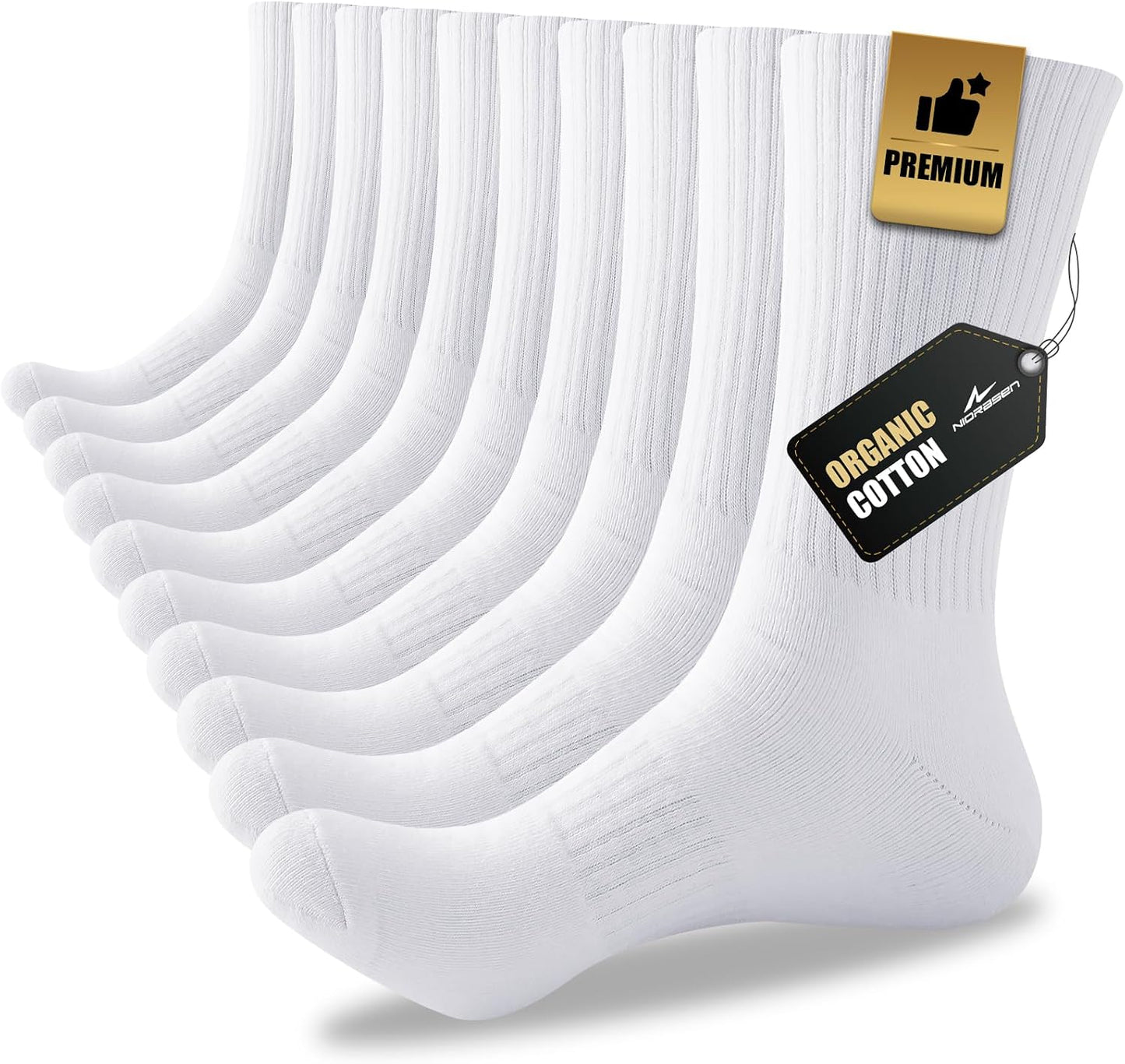 Niorasen Calcetines de trabajo de algodón para hombre, 5 pares de c...