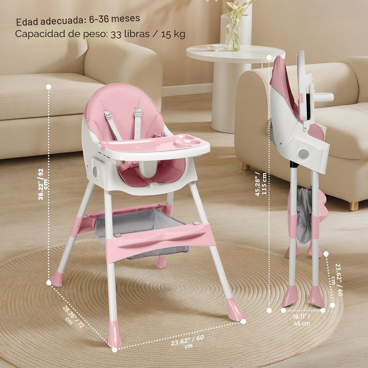 Ktaxon - Silla alta para bebé, silla alta mecedora portátil 6 en 1,...