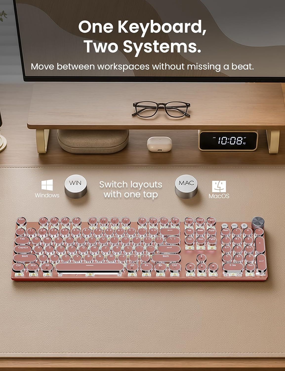 Sablute Combo de teclado mecánico inalámbrico y ratón, retroilumina...