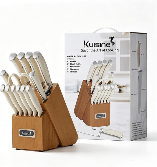 Juego de cuchillos de cocina Kuisine, hoja de acero inoxidable de a...