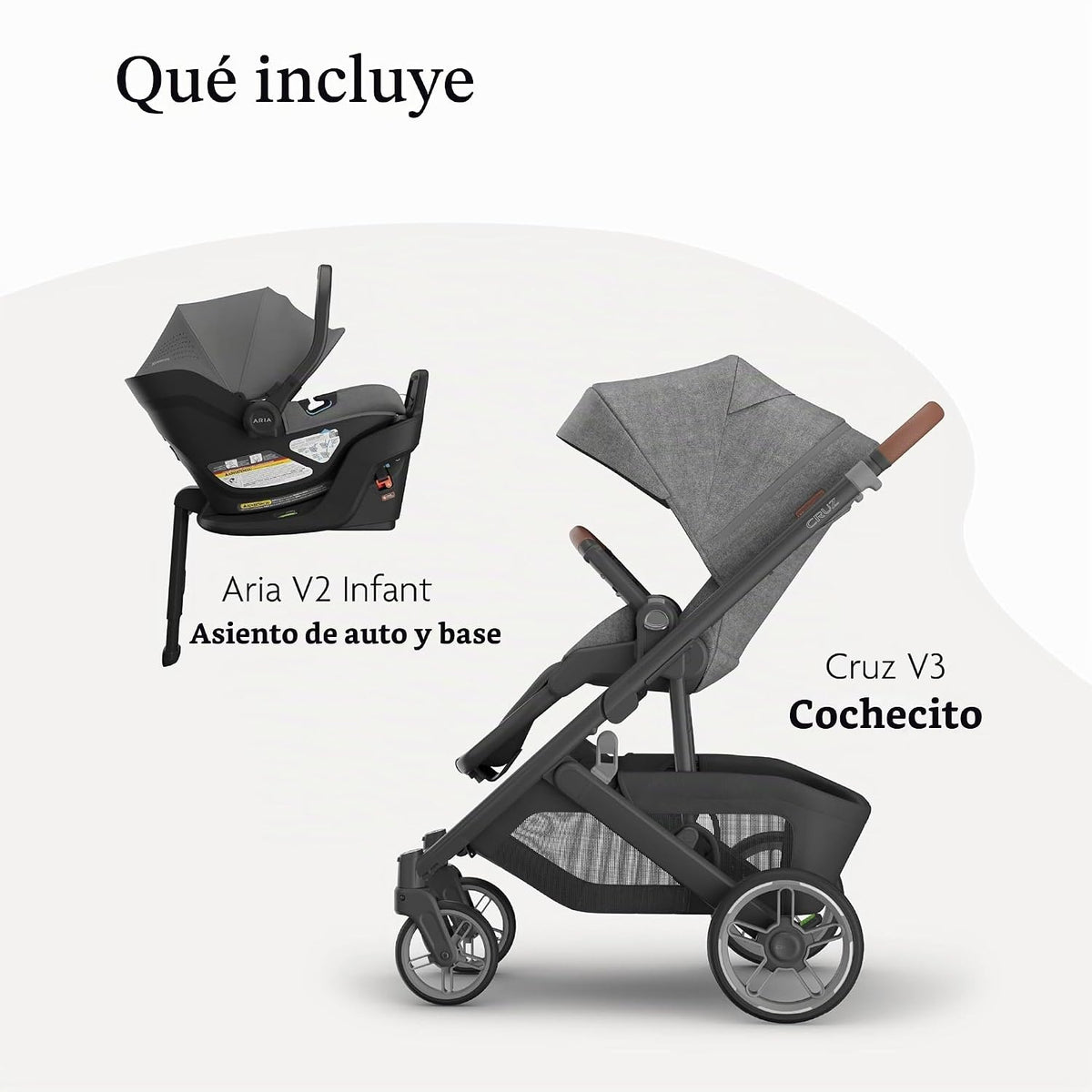 UPPAbaby Cruz V3 Cochecito + Aria V2 - Conjunto de sistema de viaje...