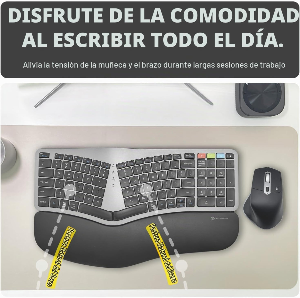 X9 Combo ergonómico de teclado y mouse inalámbricos: teclado Ergo S...
