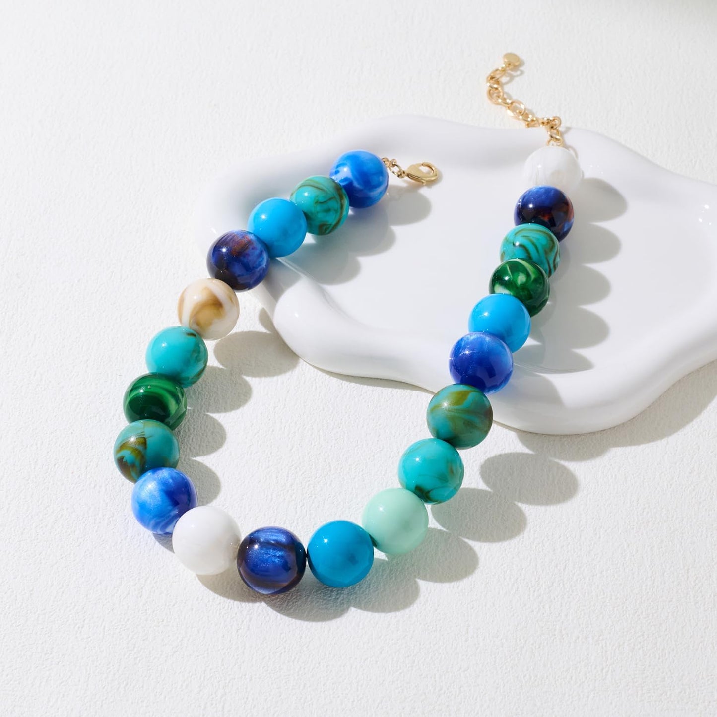 LILIE&amp;WHITE Collares coloridos de cuentas gruesas para mujer, c...