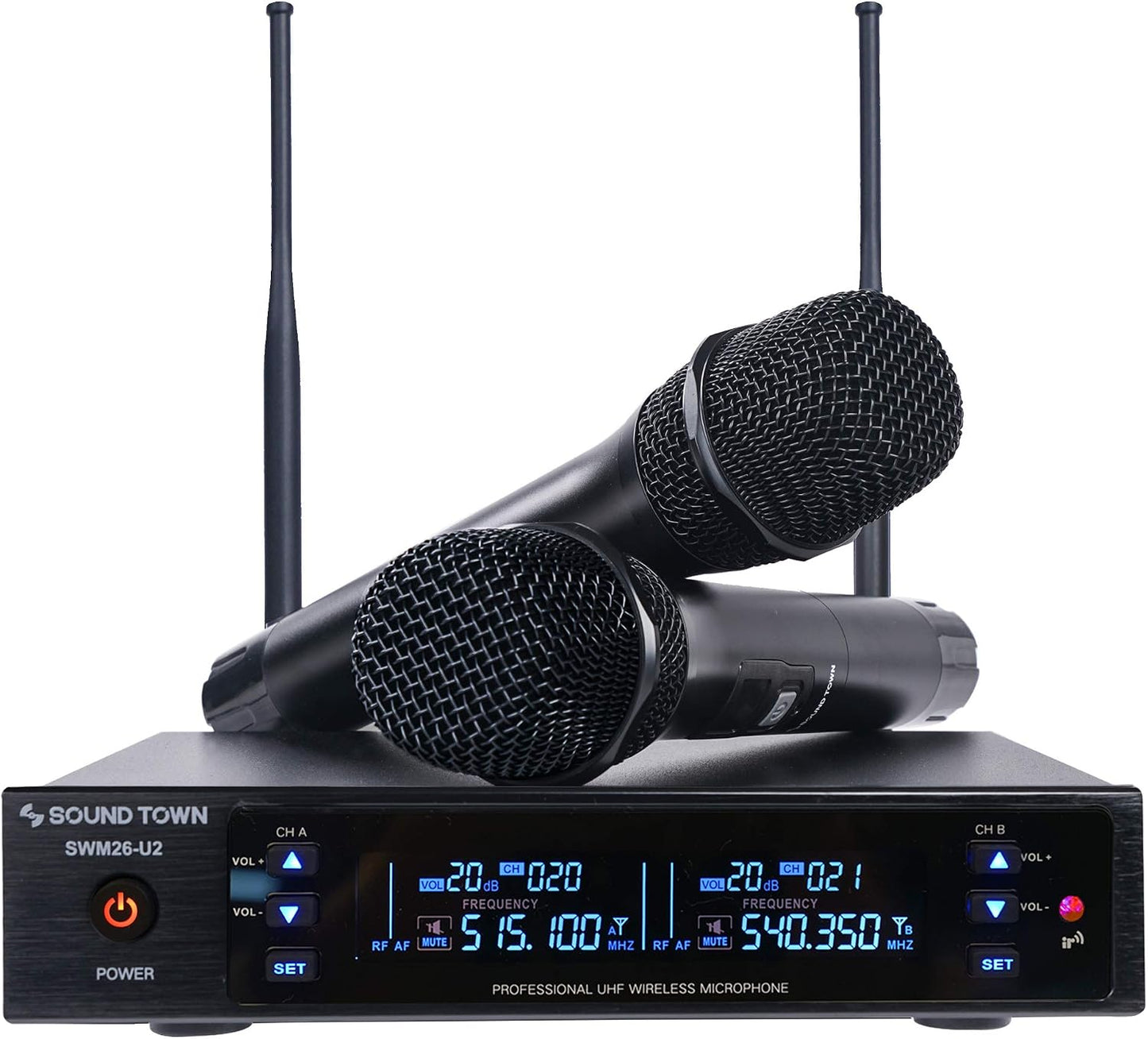 Sistema Sound Town de micrófono inalámbrico UHF de metal de 200 can...