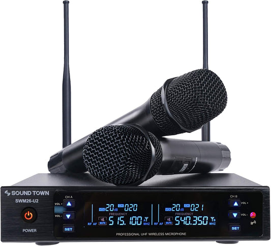 Sistema Sound Town de micrófono inalámbrico UHF de metal de 200 can...