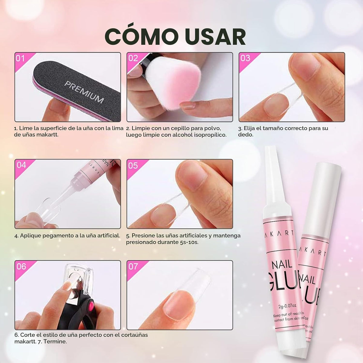 Makartt Pegamento de uñas súper fuerte para uñas acrílicas a presió...
