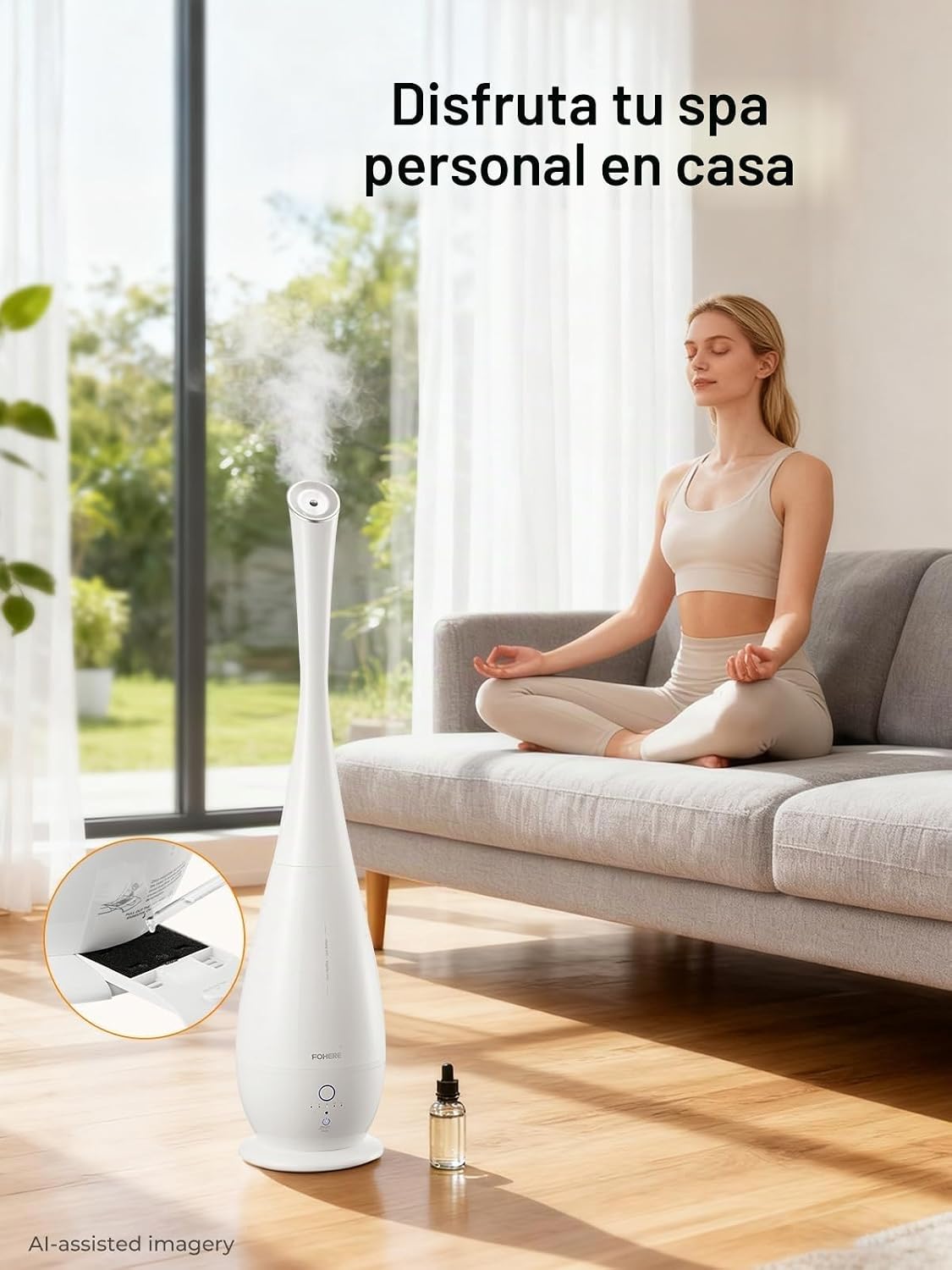 FOHERE Humidificadores para dormitorio, habitación grande, 5 L, hum...