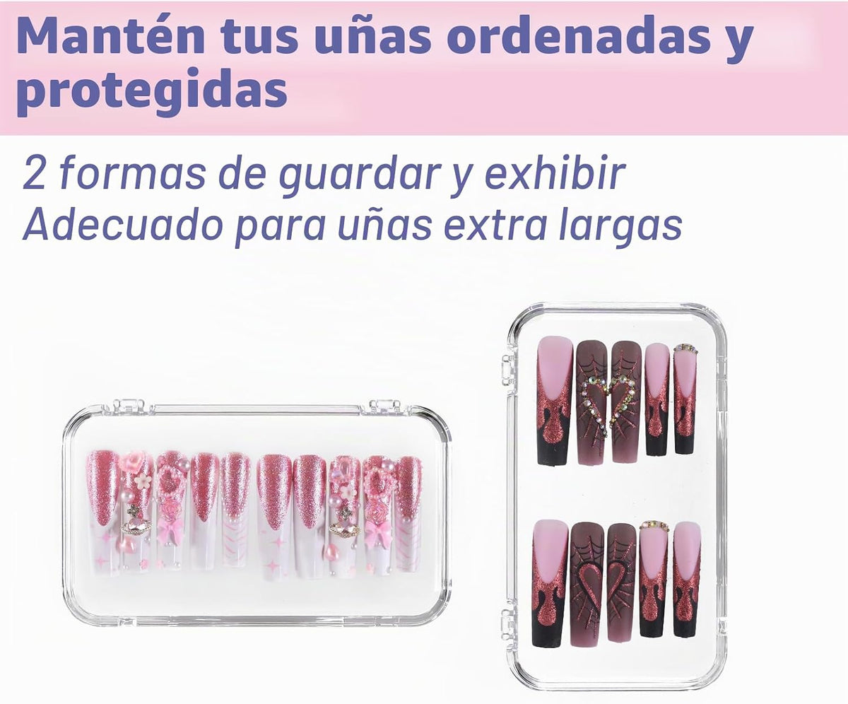 JynJyn 12 fundas de uñas postizas grandes, 5.1 x 2.95 pulgadas, con...