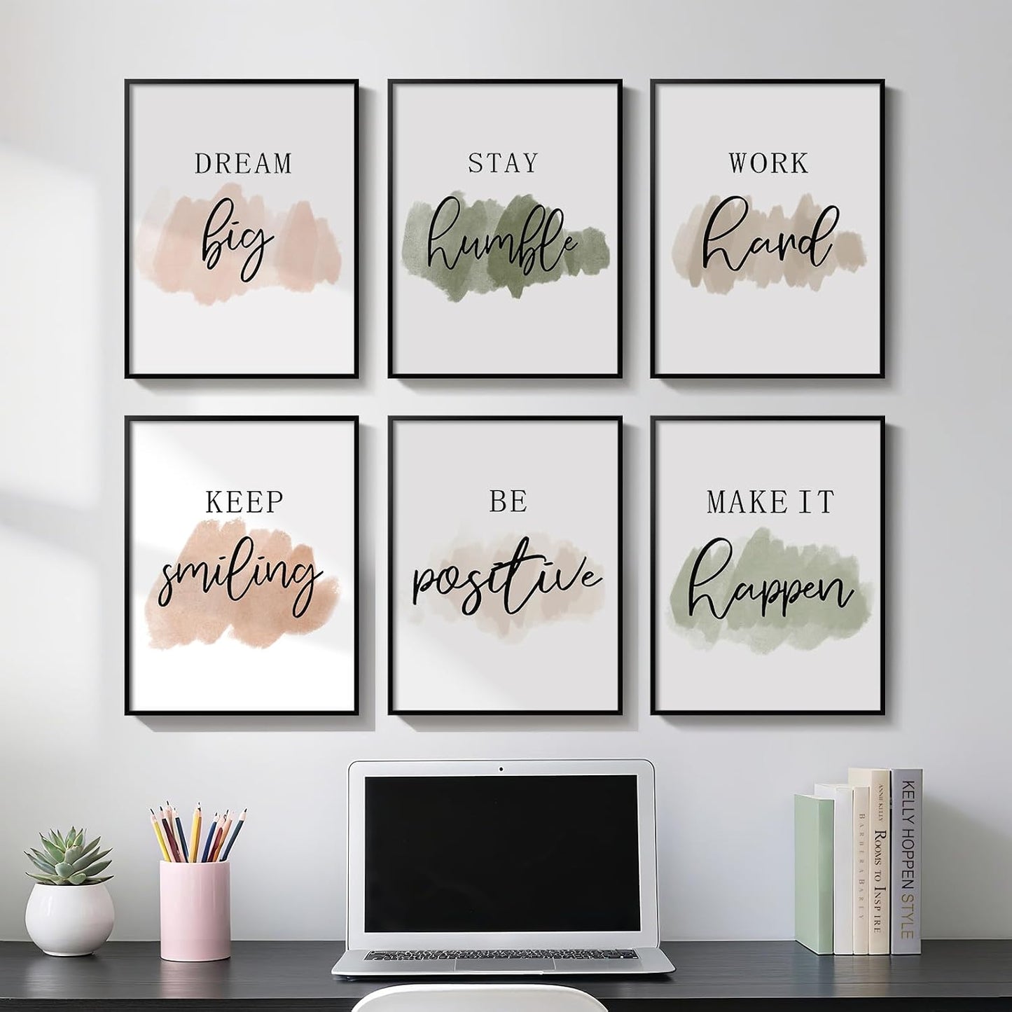 Arte de pared inspirador enmarcado para oficina, citas motivacional...