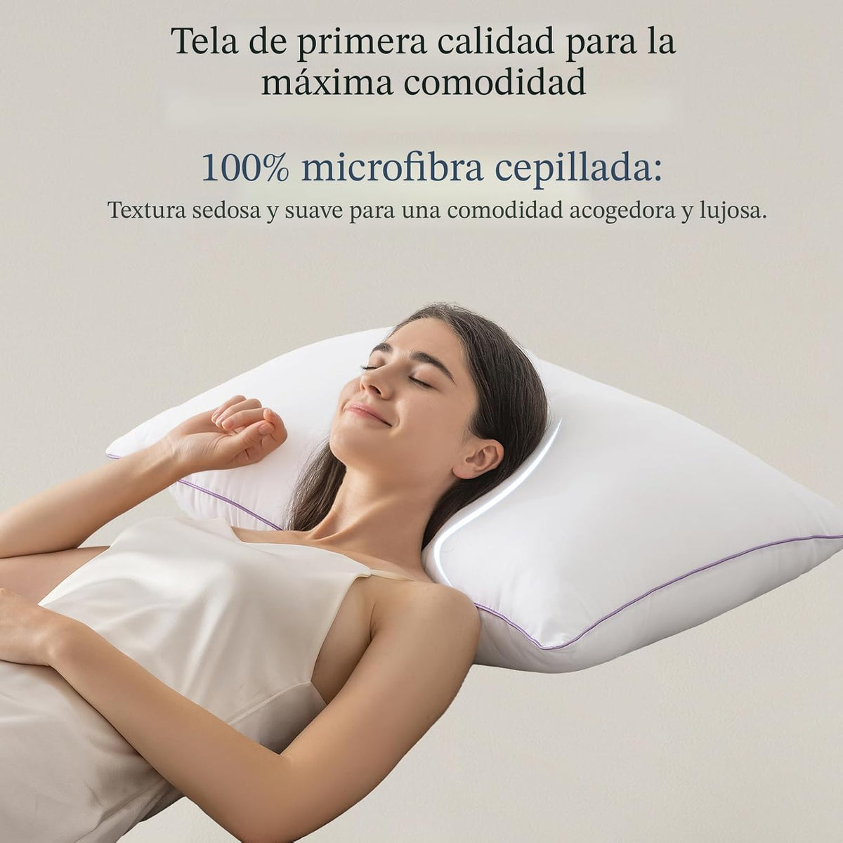 JOLLYVOGUE Juego de 6 almohadas tamaño Queen, lavables, de apoyo, c...