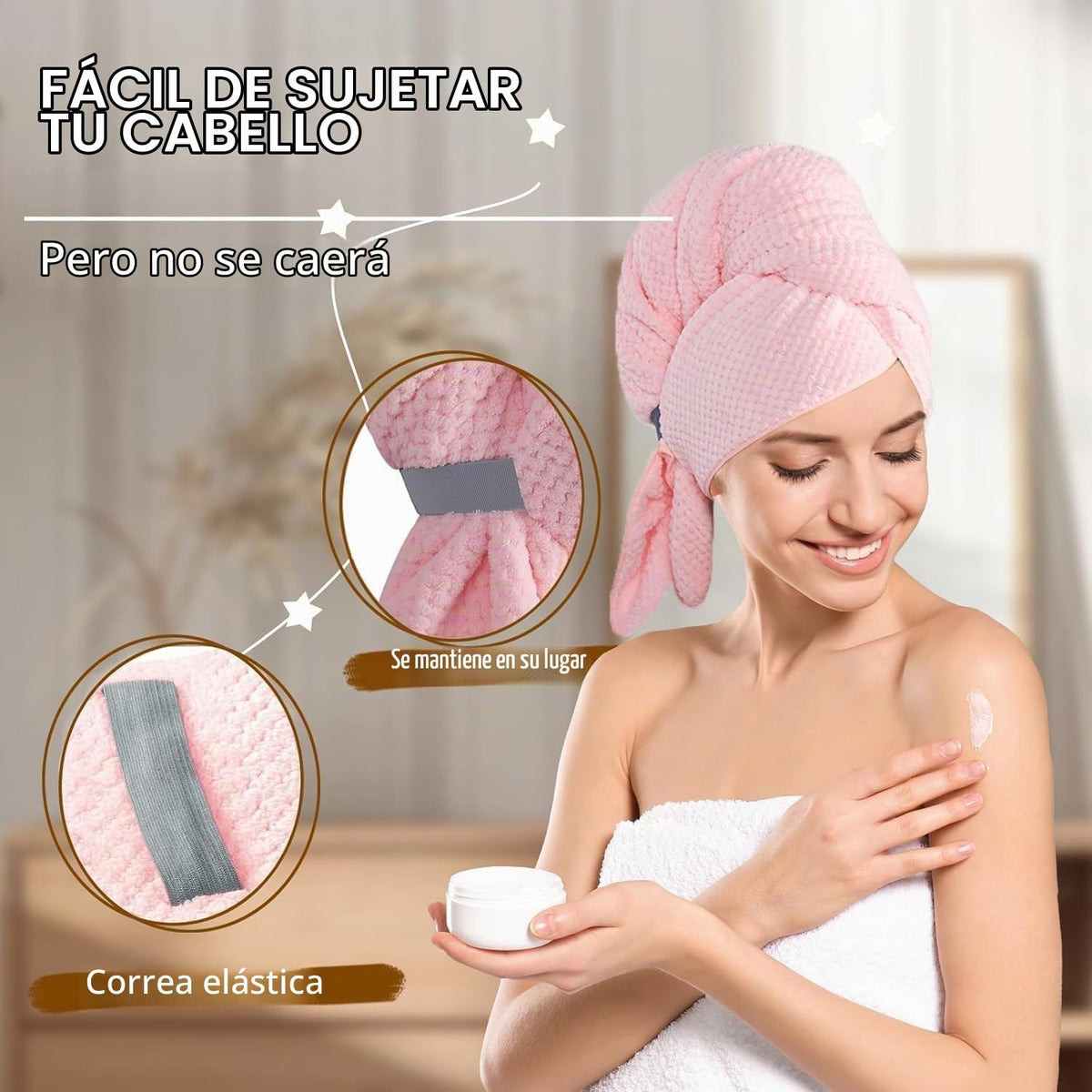 Netcken Paquete de 2 Toallas Grandes de Microfibra para el Cabello...