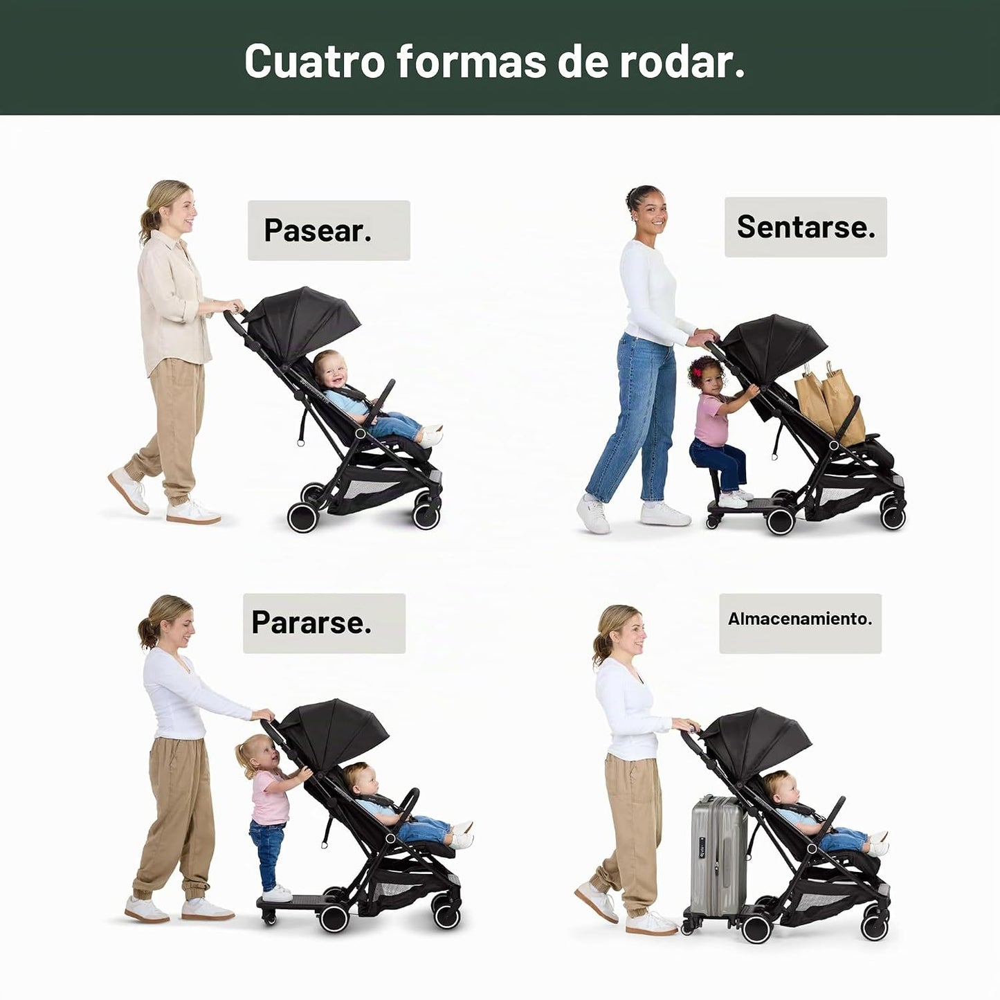Ingenuity 3D Travelmate Pro - Cochecito de viaje ligero con tabla p...