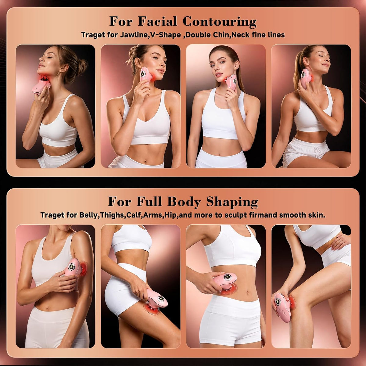 Cepillo linfático eléctrico para contorno facial para mandíbula y c...