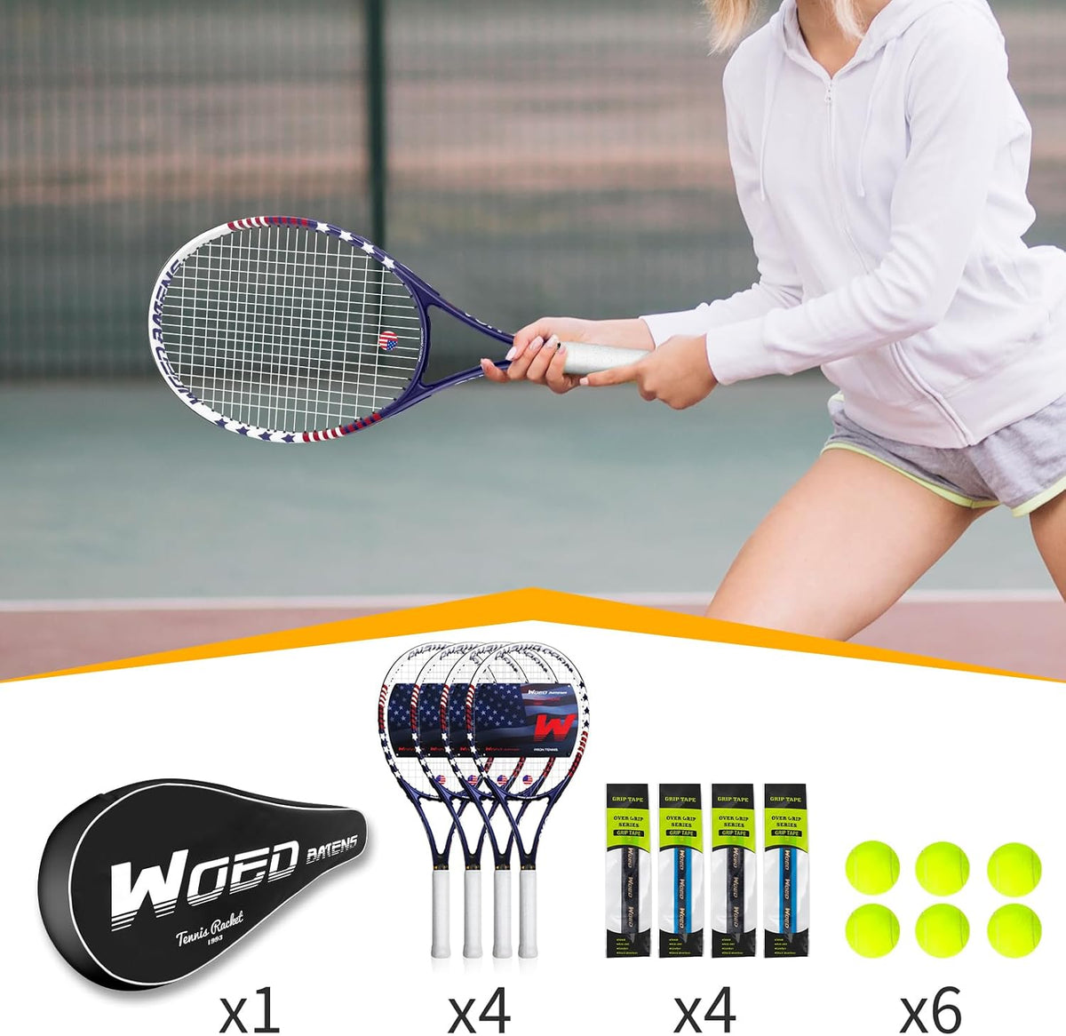 Juego de raquetas de tenis para adultos de 27 pulgadas, incluye raq...
