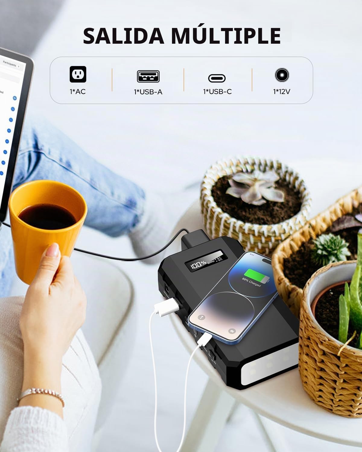 SinKeu Banco de energía para portátil con salida de CA, cargador po...