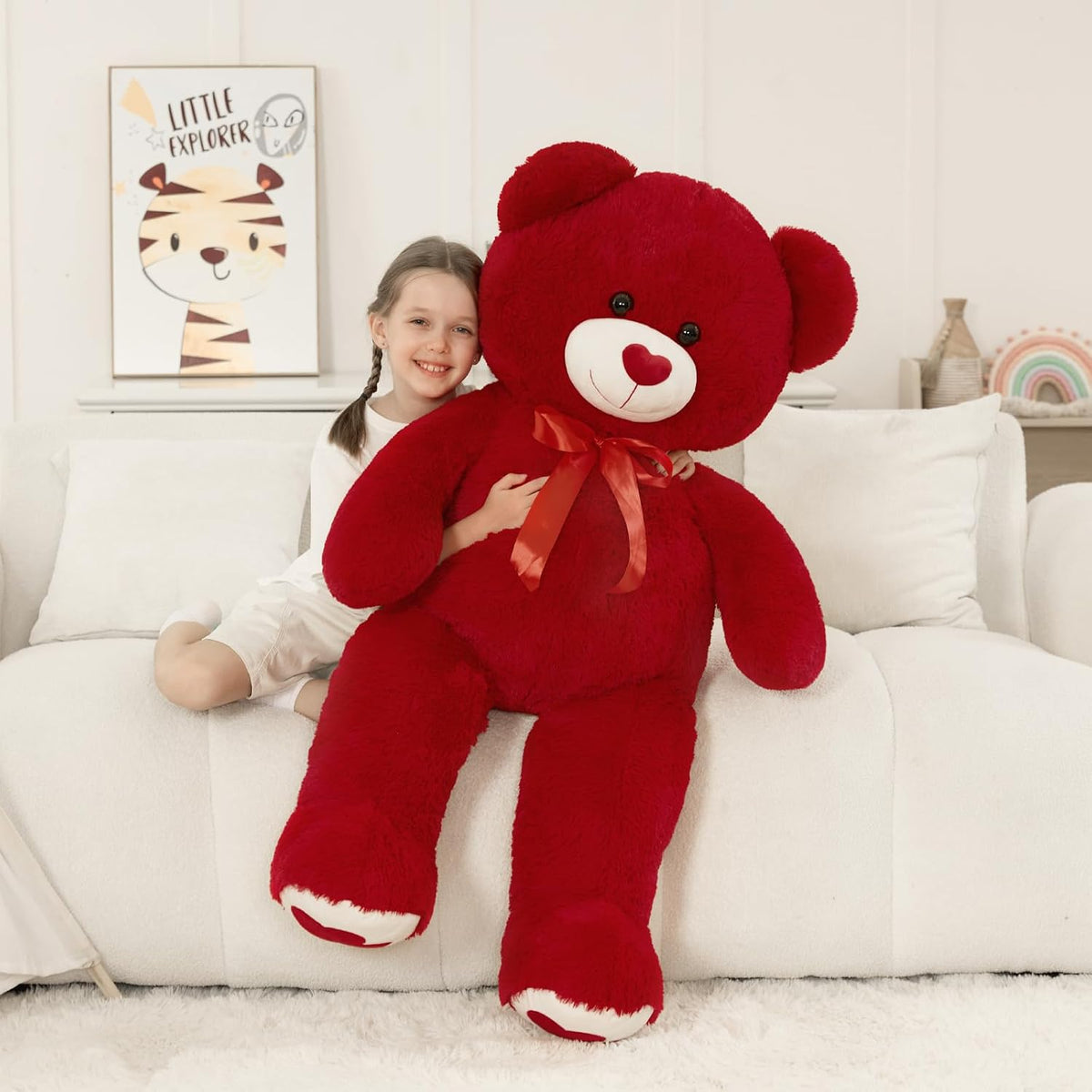 MaoGoLan Oso de peluche rojo gigante de 47 pulgadas, animal de pelu...