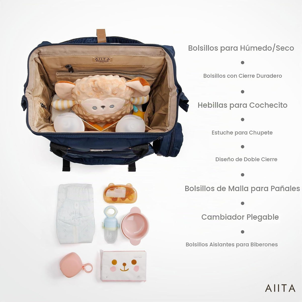 AIITA - Mochila de pañales, bolsa de pañales multifunción con cambi...