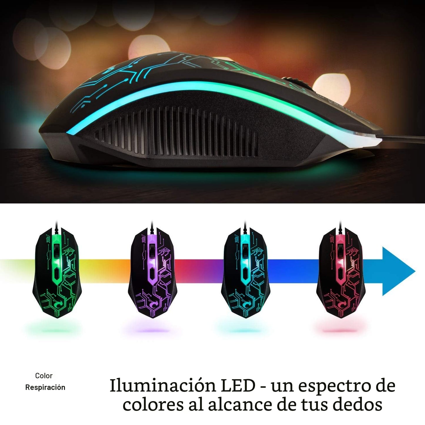 Teclado y mouse para juegos, alfombrilla para mouse y auriculares p...