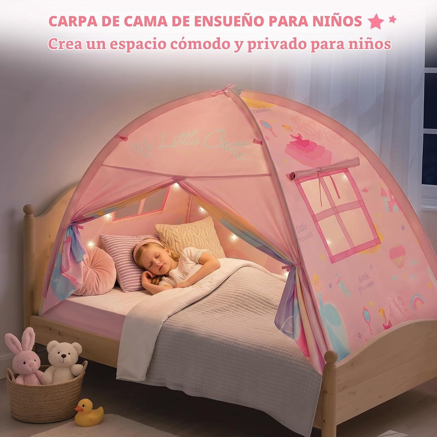 PIIKAGO Tienda de campaña de cama doble para niños, dosel de cama d...