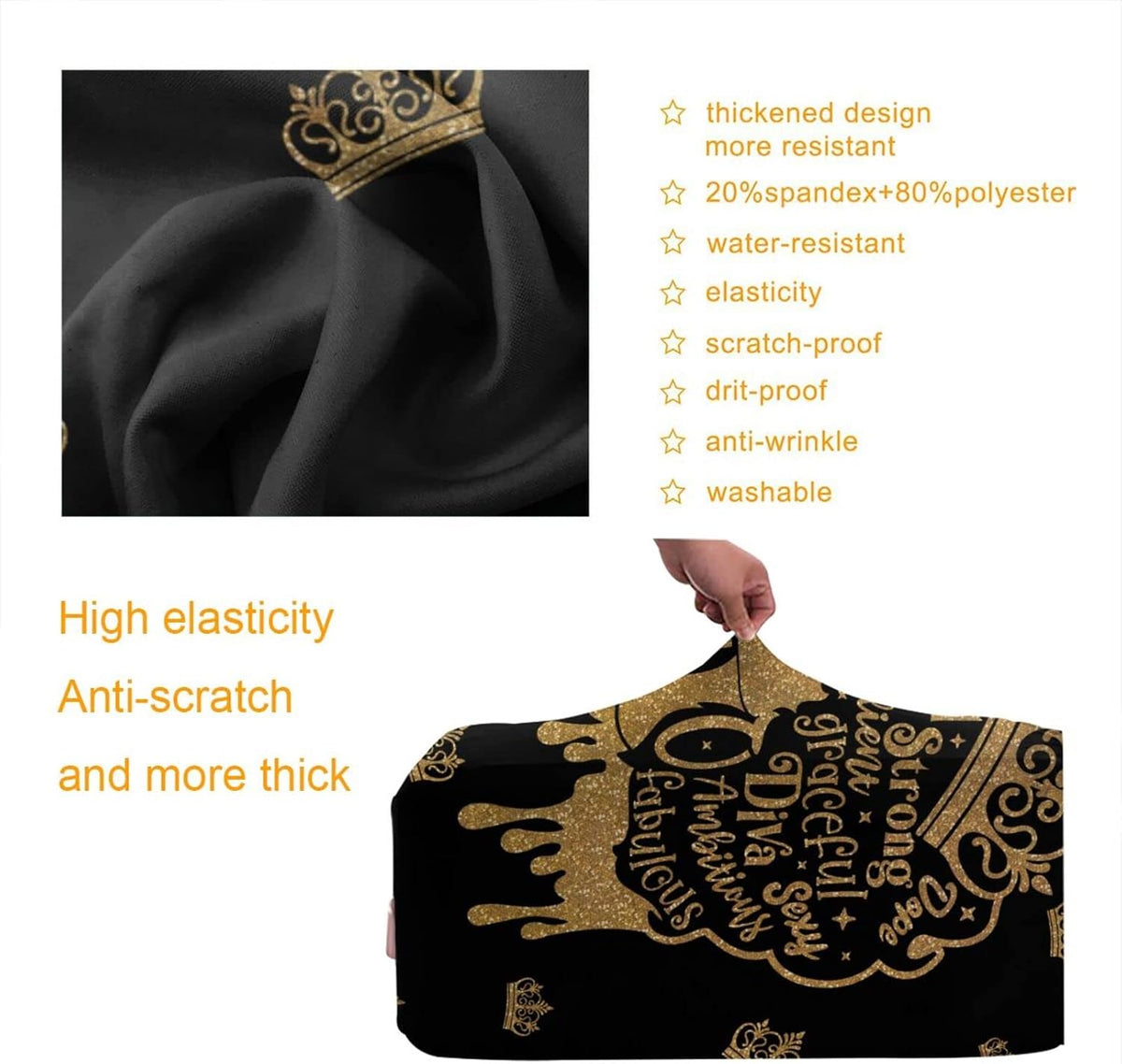 Hepmant Protector de maleta de viaje para mujer afroamericana, elás...