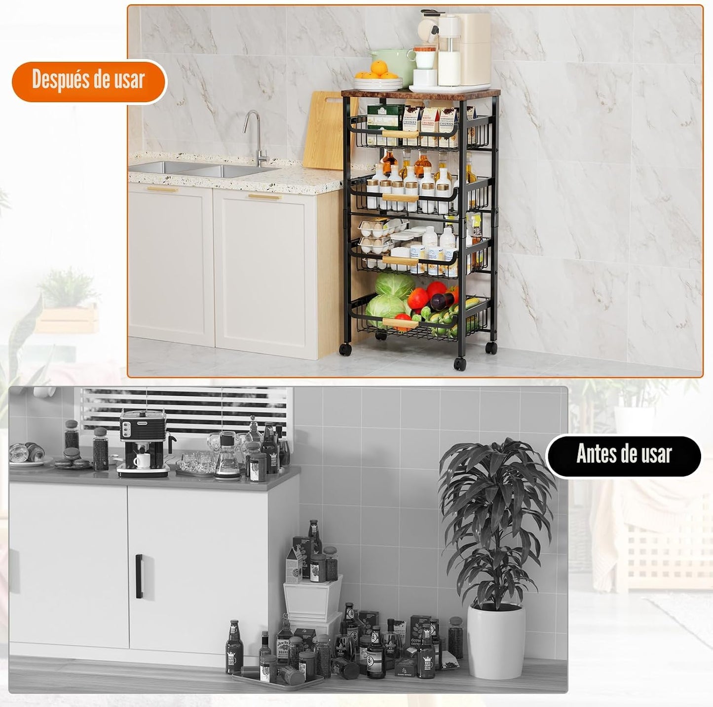 Storico Carrito de almacenamiento de cocina con ruedas de 5 niveles...