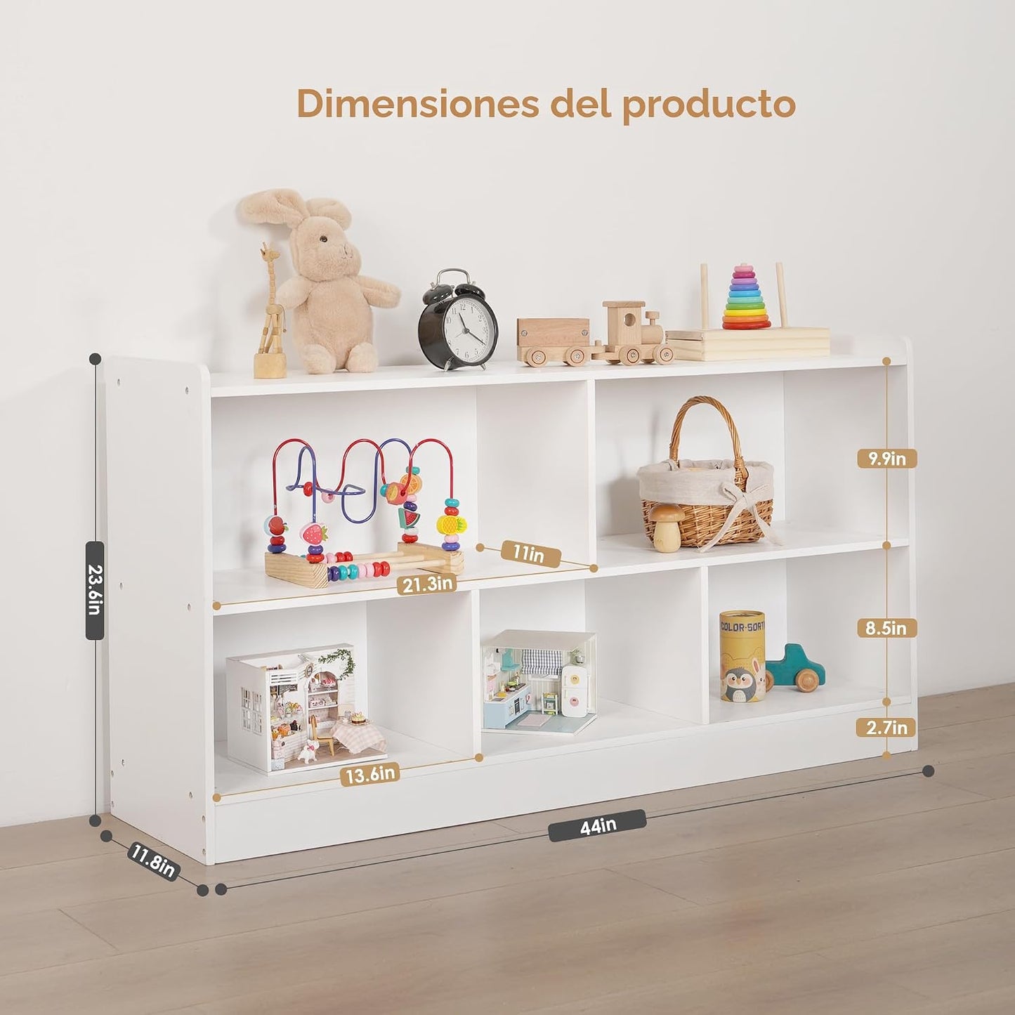 Leeshyah Estante de madera para juguetes de 5 secciones para niños,...