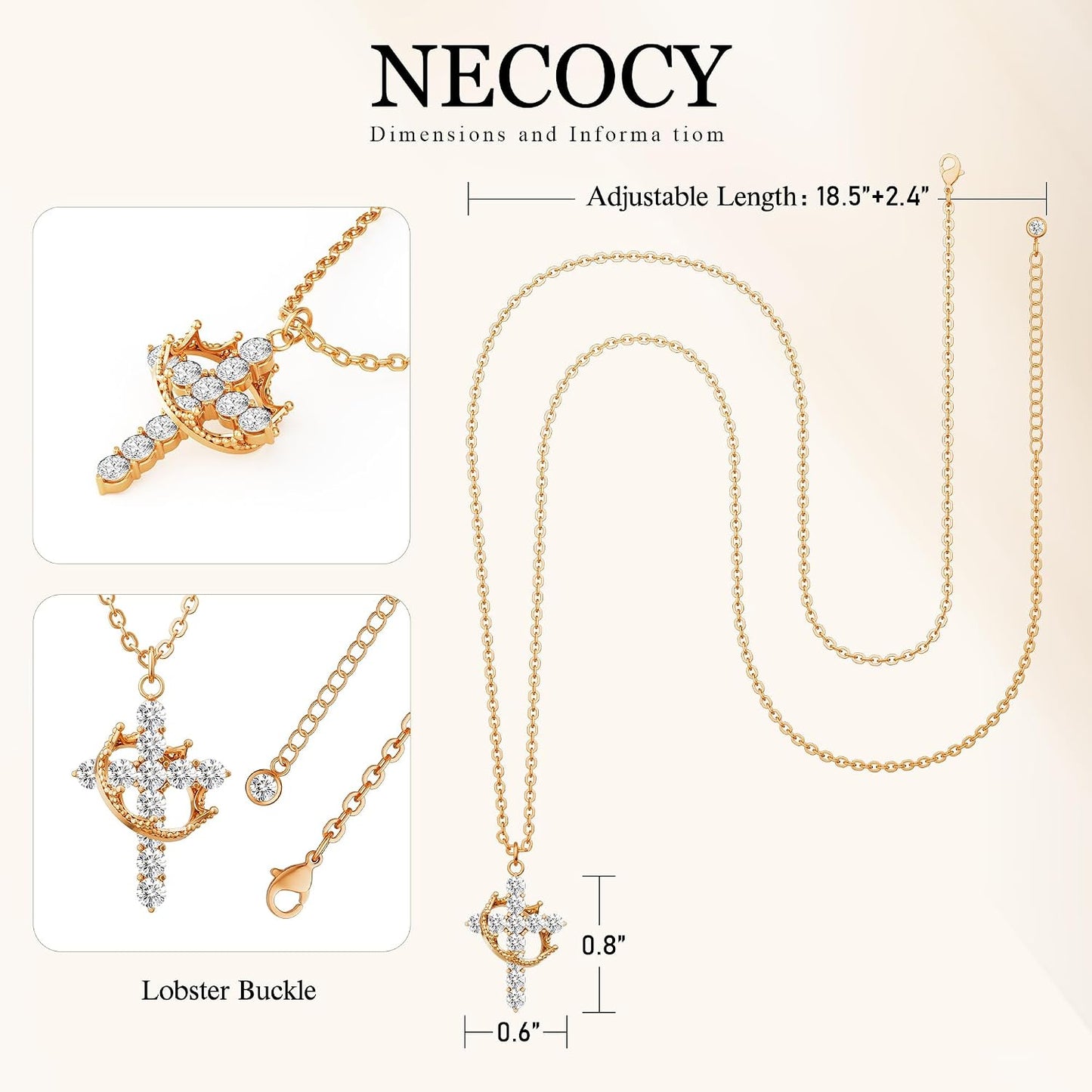 NECOCY Regalos de Pascua, collares mejorados con cruz de corona par...