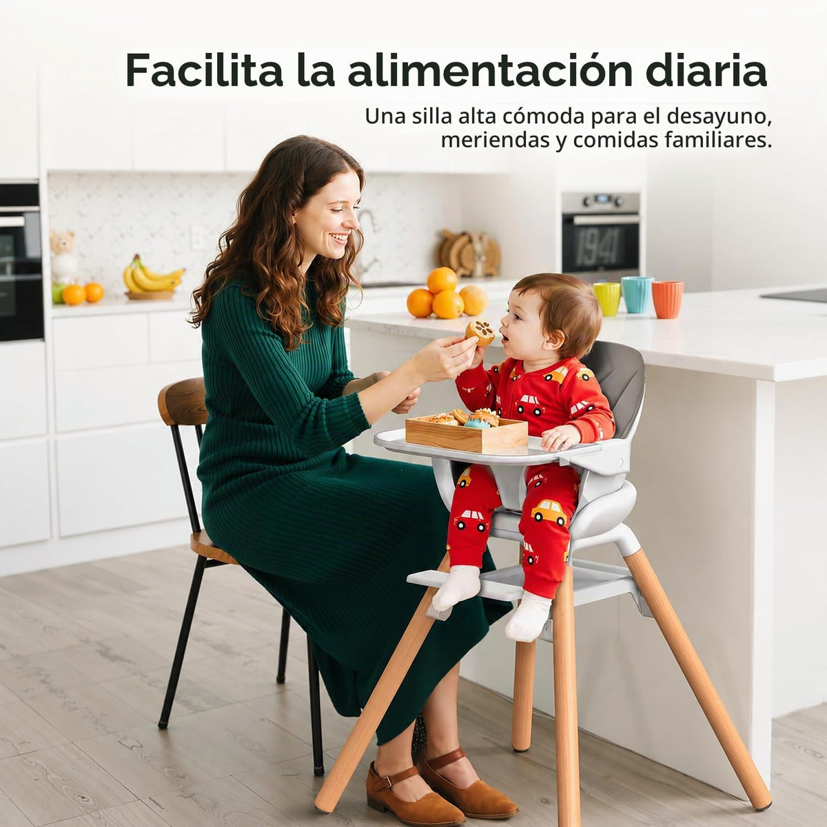 DDIOYIUR Silla alta convertible 6 en 1 para bebé, patas de madera d...