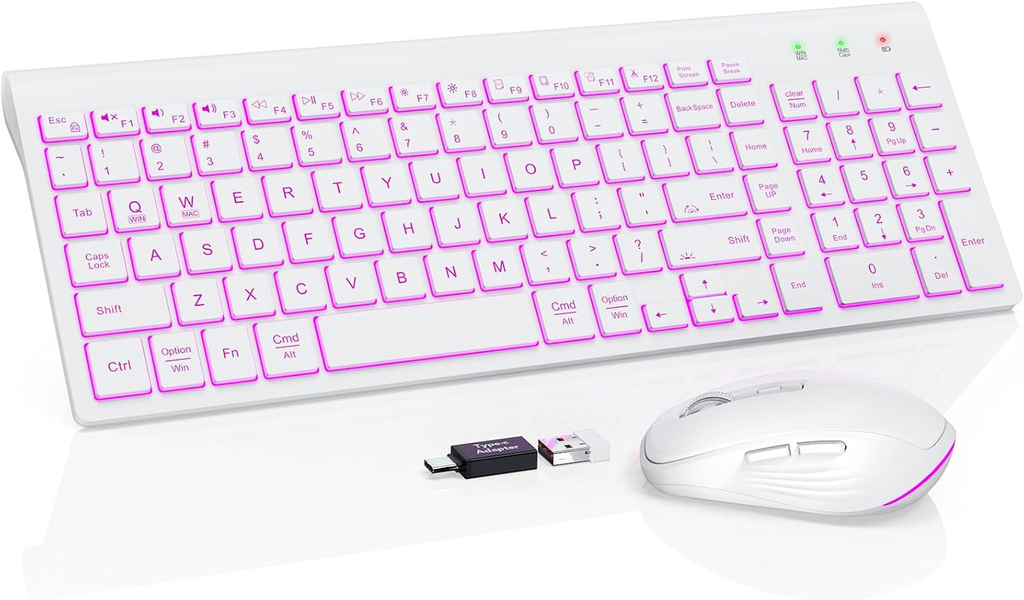 SABLUTE Combo de teclado y mouse inalámbricos retroiluminados, tecl...
