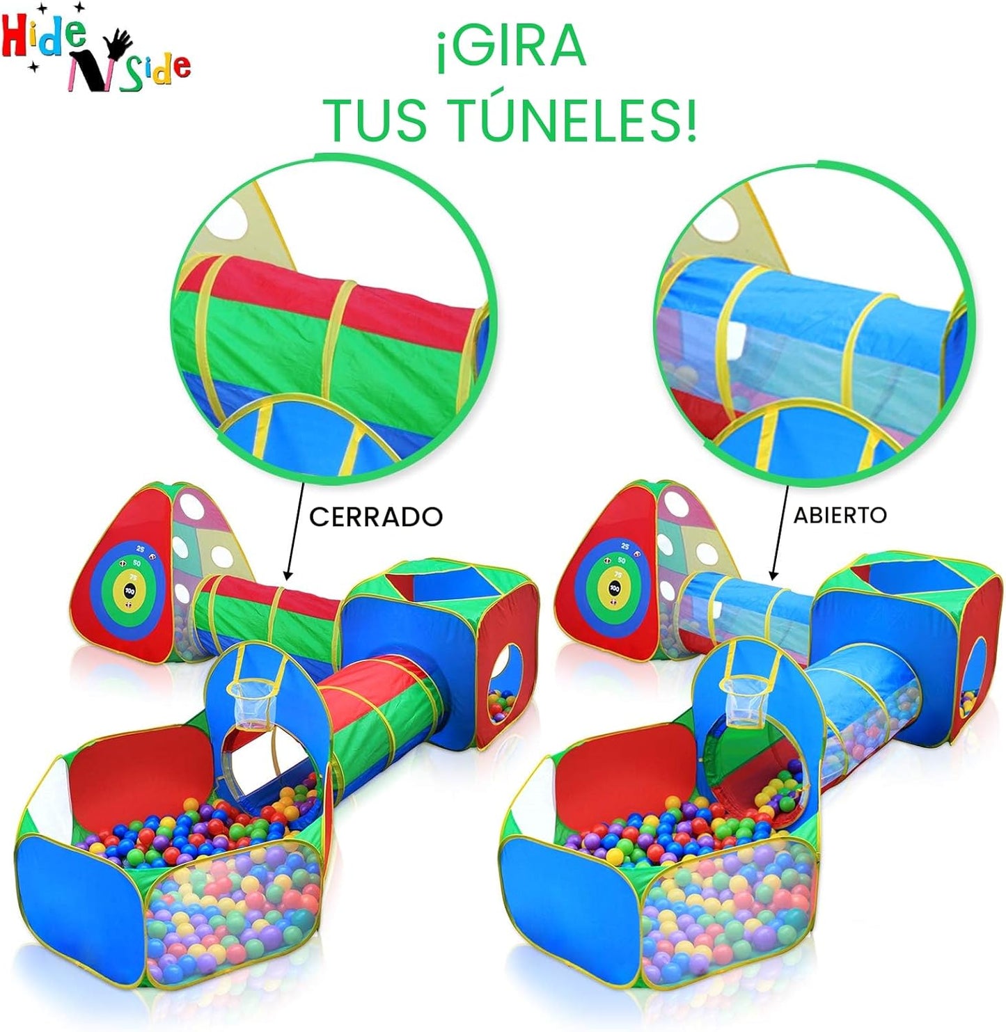 Hide N Side 5 tiendas de campaña y túneles para niños, tienda de ca...