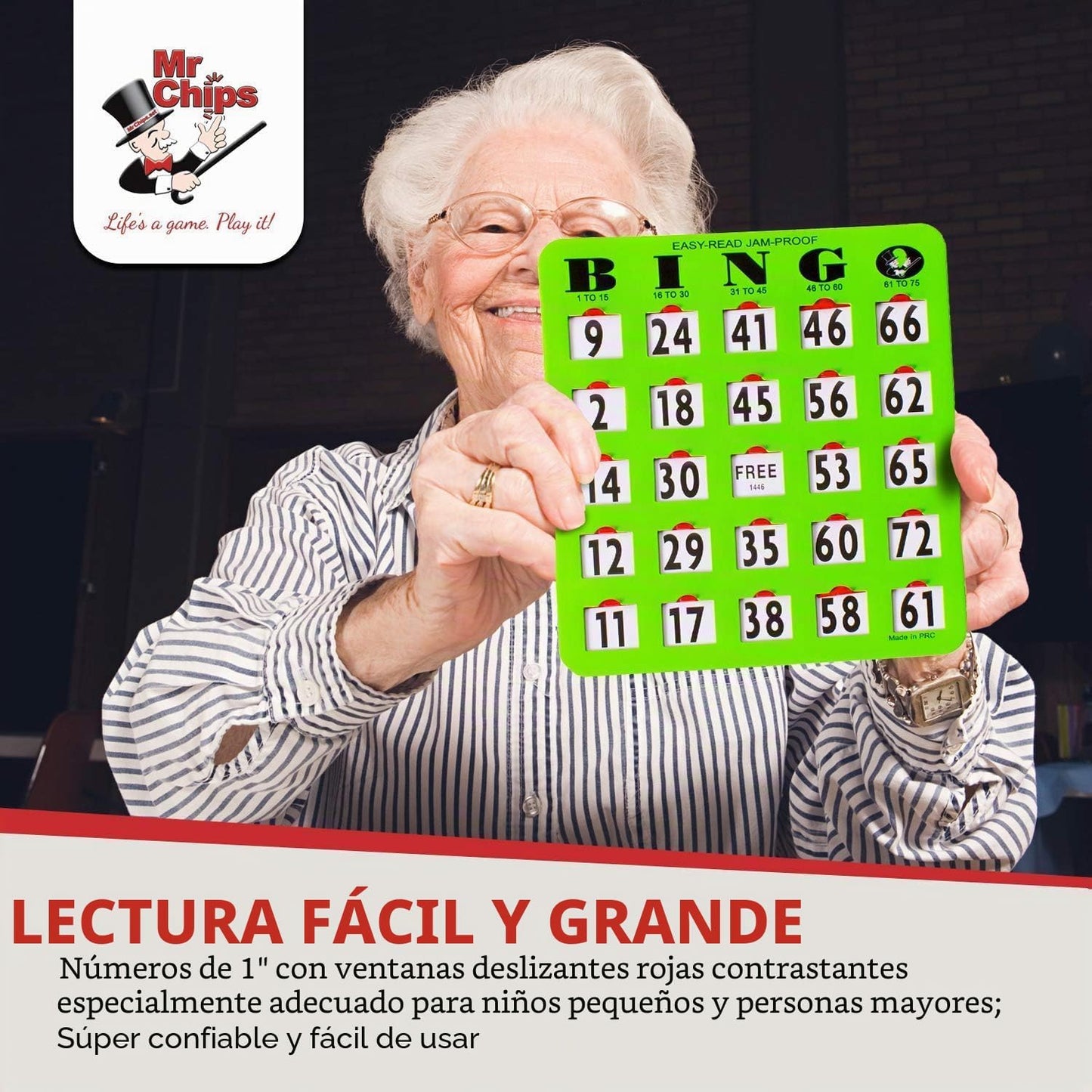 MR CHIPS Tarjetas de bingo con punta de dedo de impresión grande a...