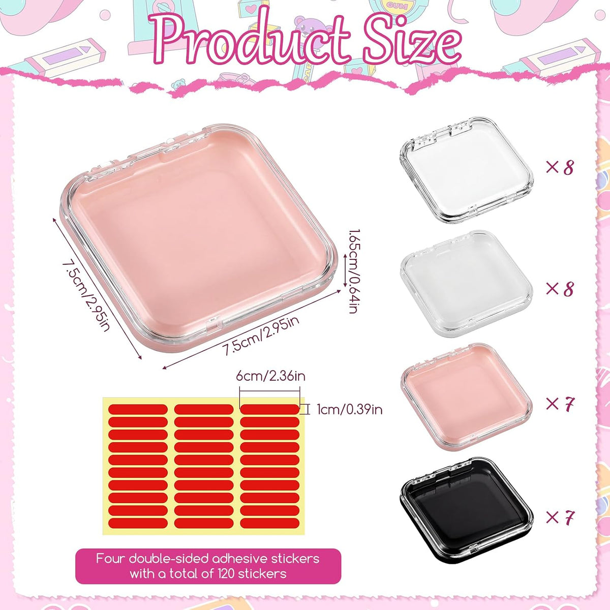 Yuanan 30 cajas de almacenamiento de uñas a presión, 2.95 x 2.95 pu...