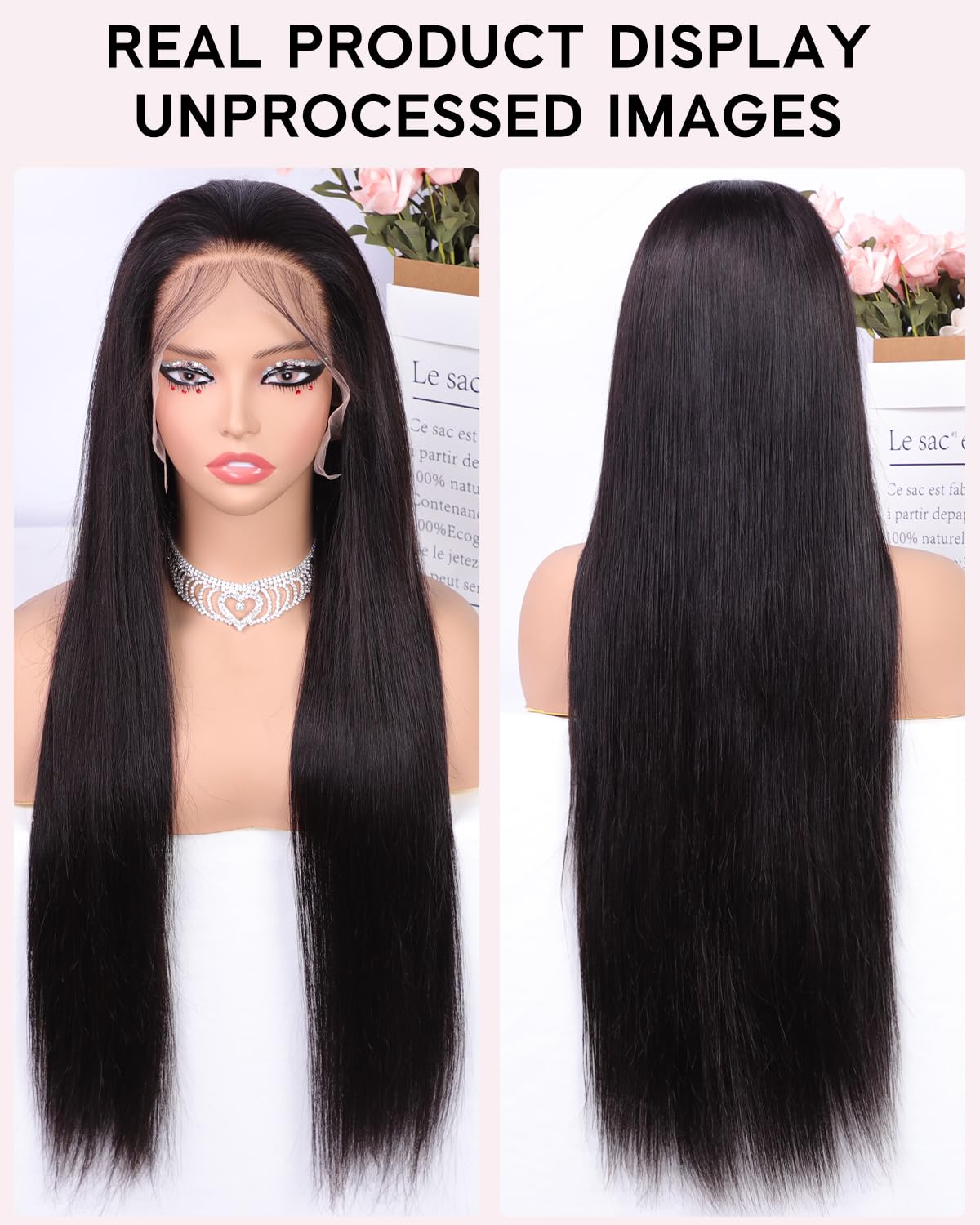 Subella 12A pelucas de encaje frontal HD de cabello humano con líne...