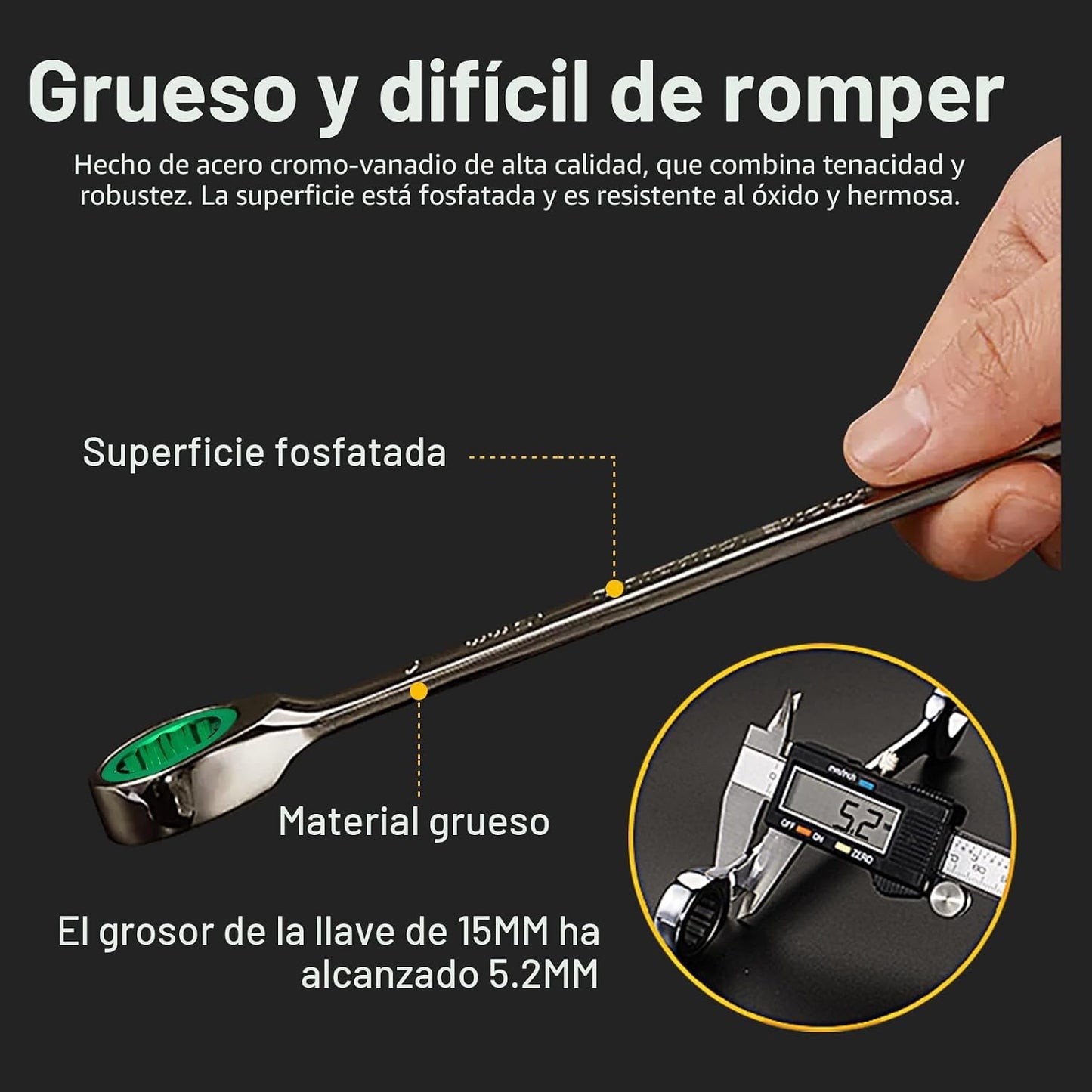 GRENPRO Juego de llaves de trinquete, juego de llaves combinadas mé...