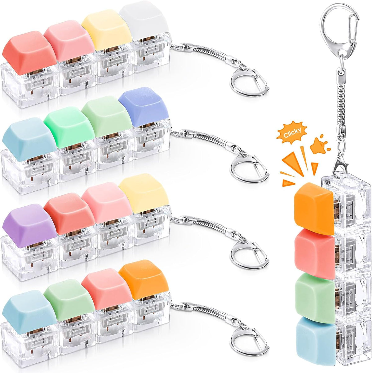Halloscume 4 piezas de teclado para adultos, juguete fidget con cli...