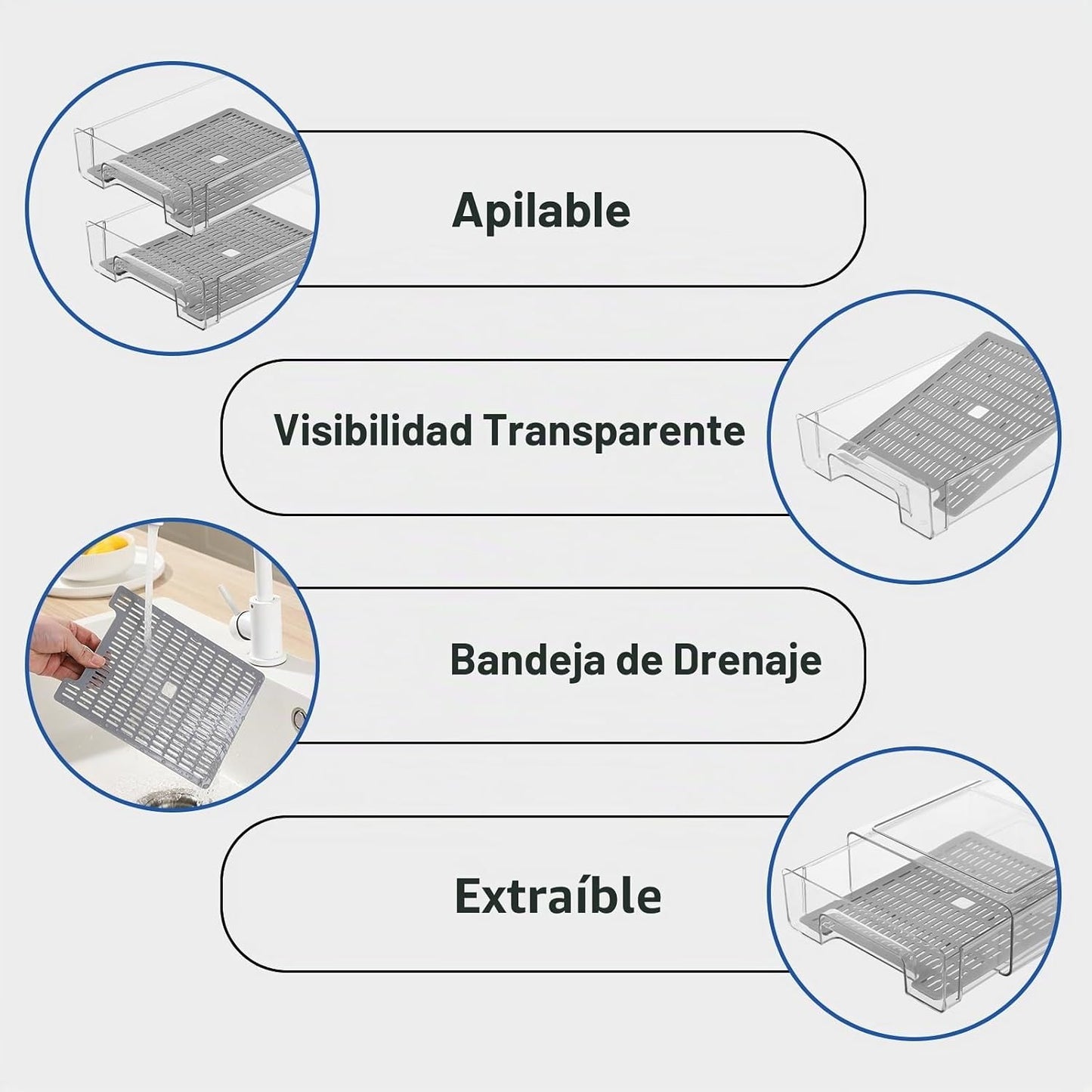 Bronkeeper - Cajones organizadores transparentes y extraíbles para...