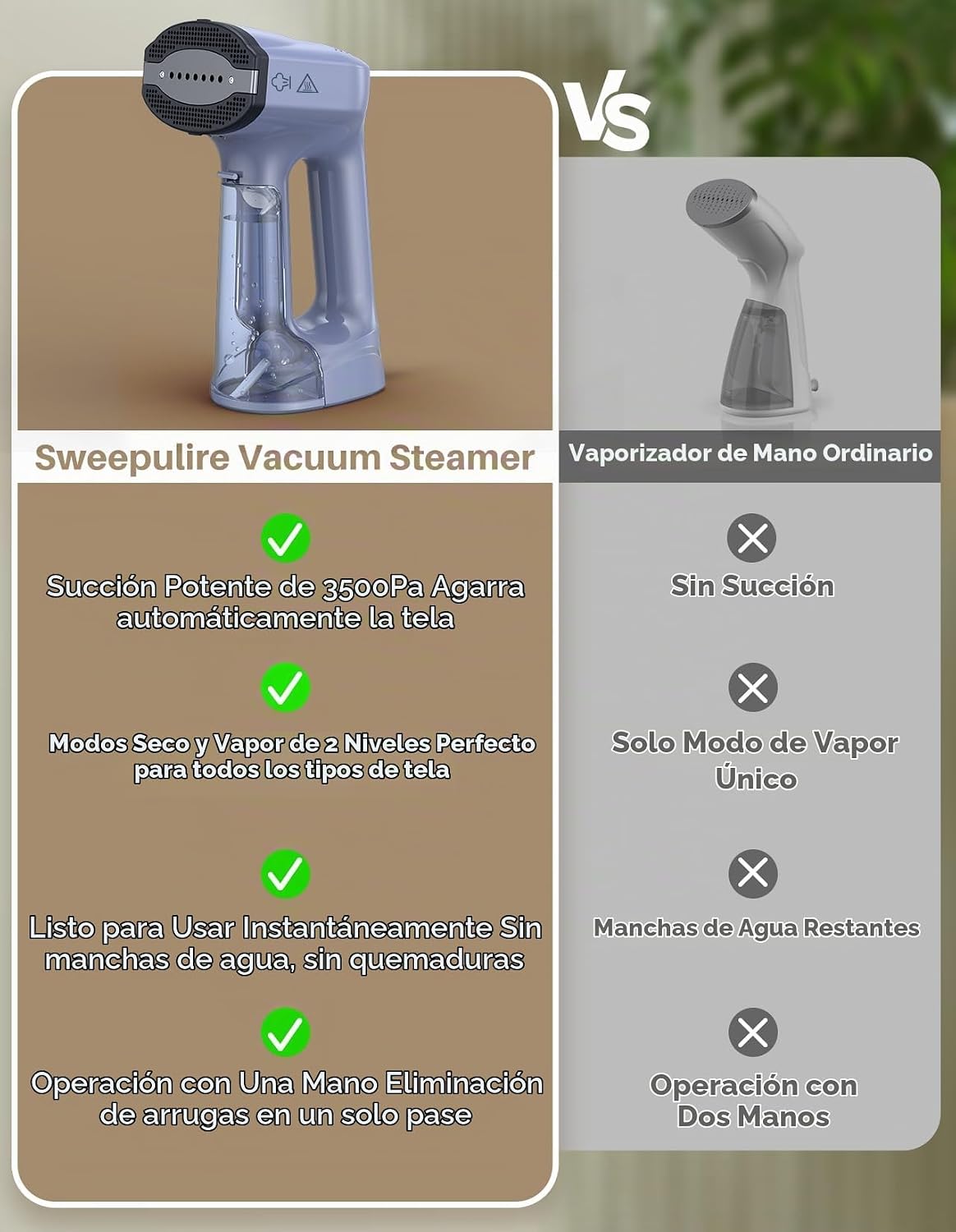 Sweepulire Vaporizador al vacío para ropa, vaporizador de mano de s...