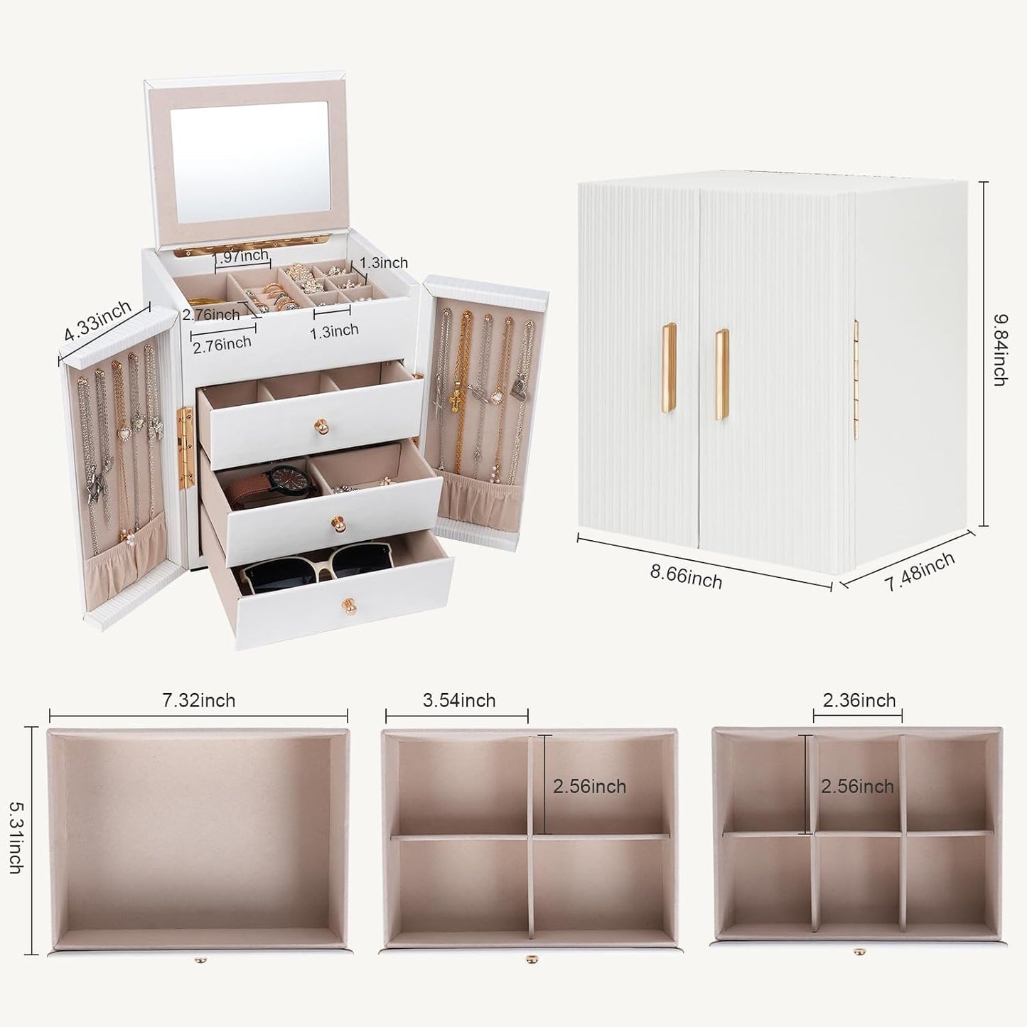 Dajasan Caja Grande de Joyería para Mujeres, Caja Organizadora de J...
