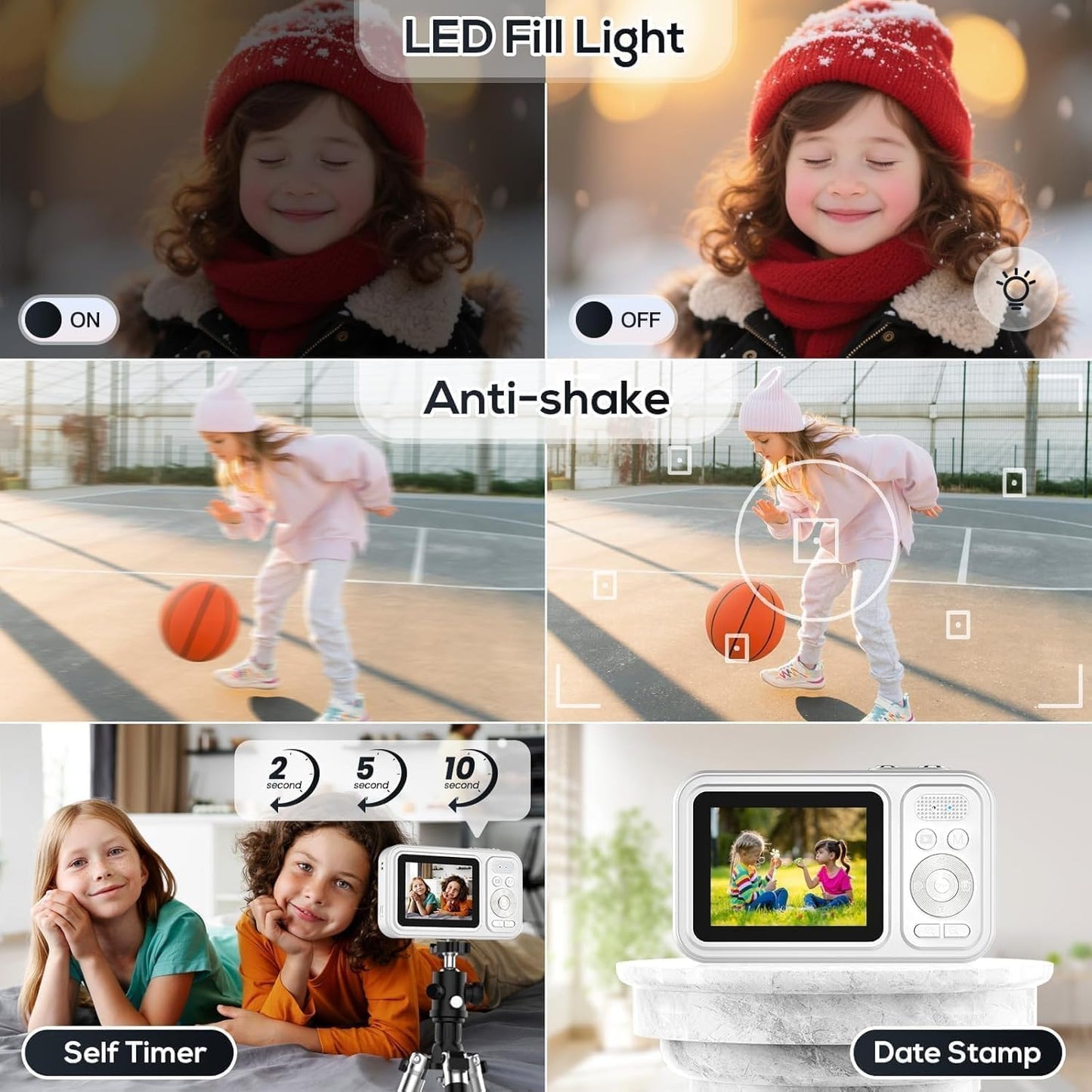 Cámara digital para niños, cámaras digitales de 48MP FHD 1080P para...