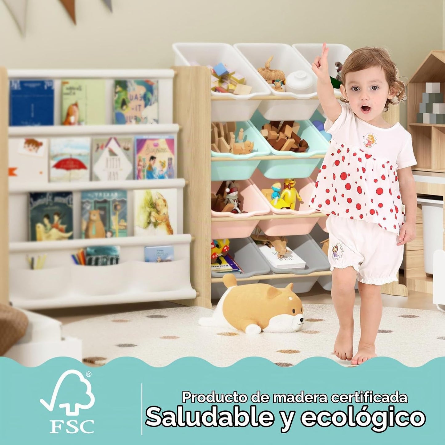 EXPERLAM Organizador de almacenamiento de juguetes para niños con e...