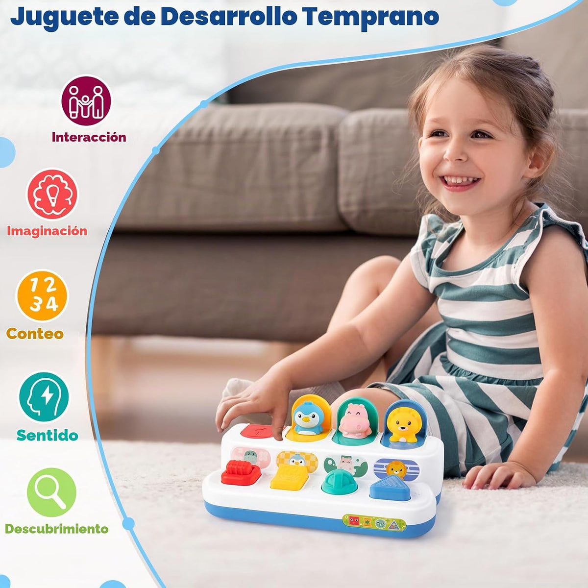Tovol Zerky Montessori - Juguete de causa y efecto de 12-18 meses,...