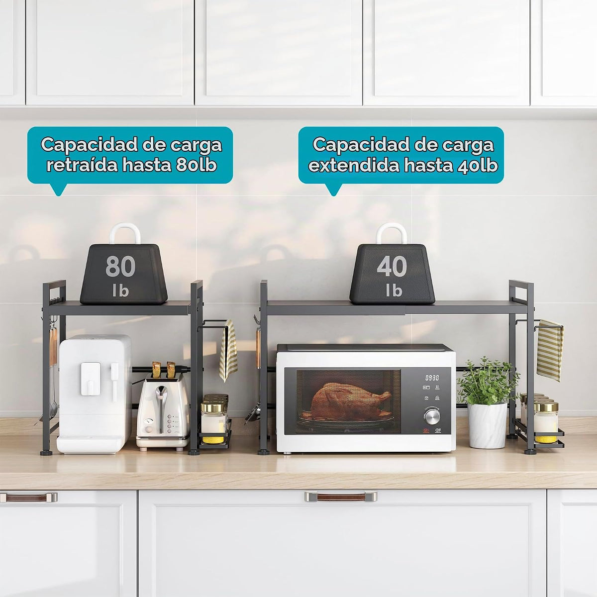 DOLALIKE Estante para Horno de Microondas, Soporte de Microondas Ex...